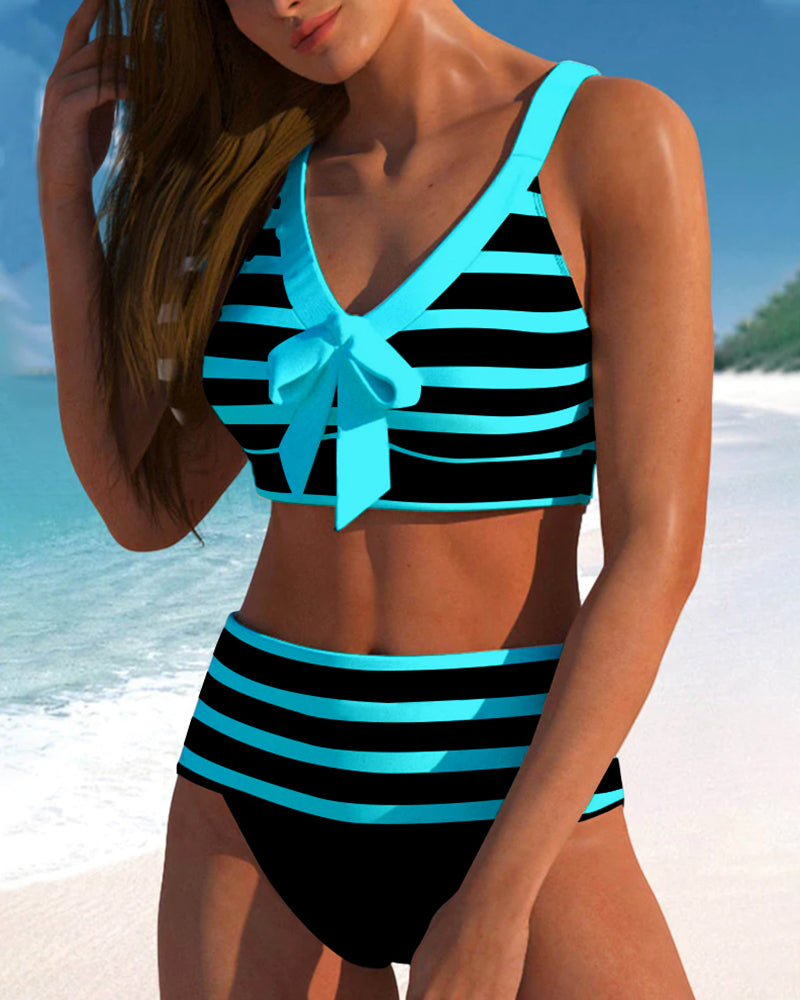 Ivyleen® | Gestreepte bikini met hoge taille