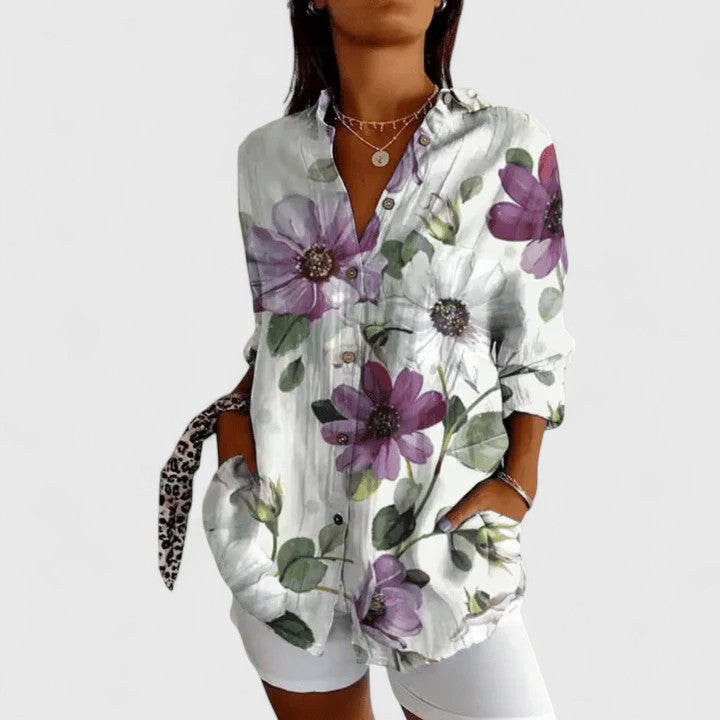 Katarine | Elegante Bloes met Bloemen
