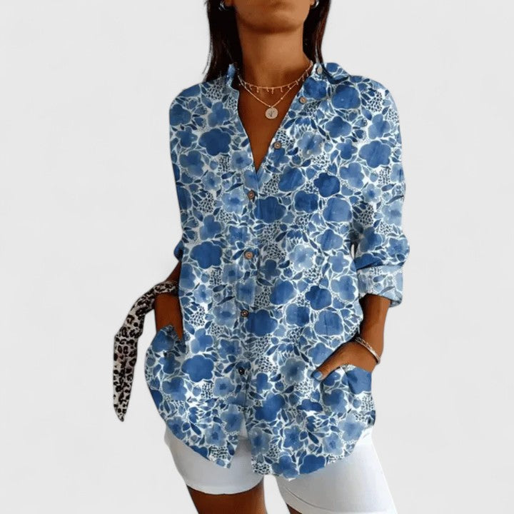 Katarine | Elegante Bloes met Bloemen