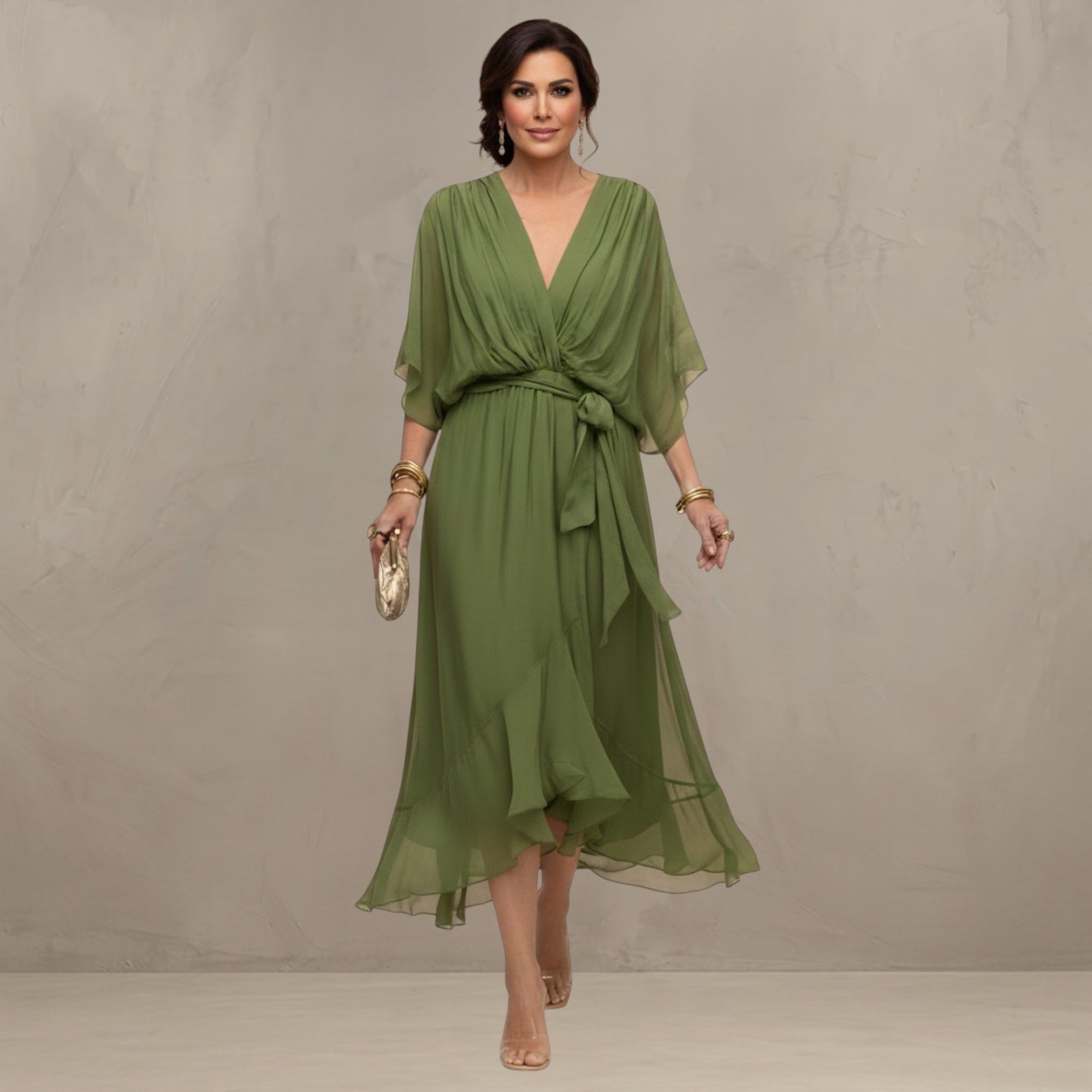 Geeske™ | Tailleaccentuerende Chiffon Midi Jurk