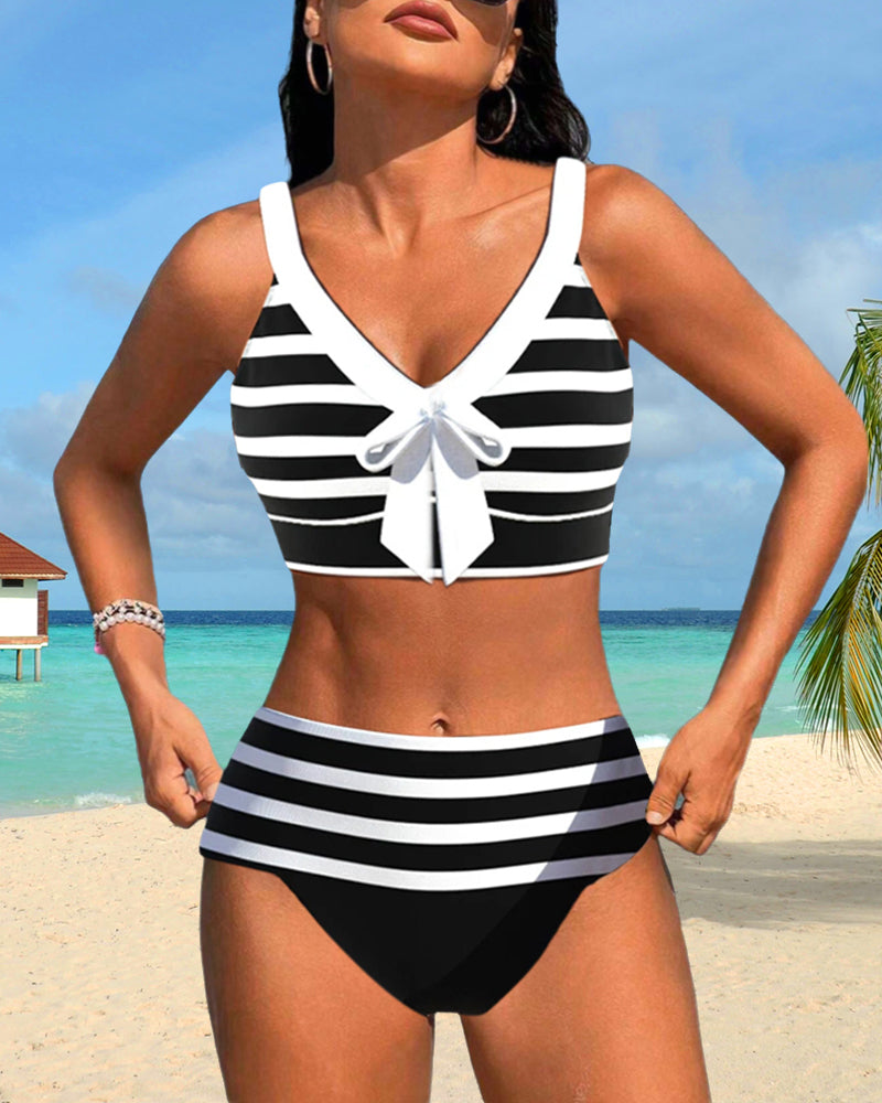 Ivyleen® | Gestreepte bikini met hoge taille