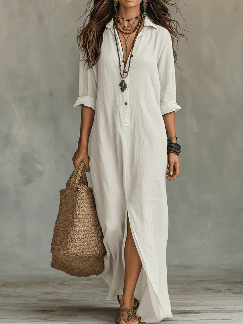 Yfke™ | Maxi Jurk met Knopen – Vloeiende Elegantie & Luchtig Comfort