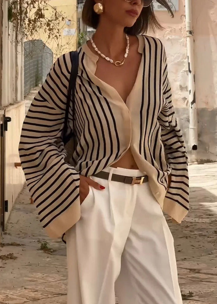 Bloom™ | Coastal Stripe Relaxed Split-Hem Shirt