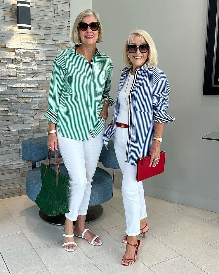 Jasmin | Klassieke gestreepte blouse met knopen