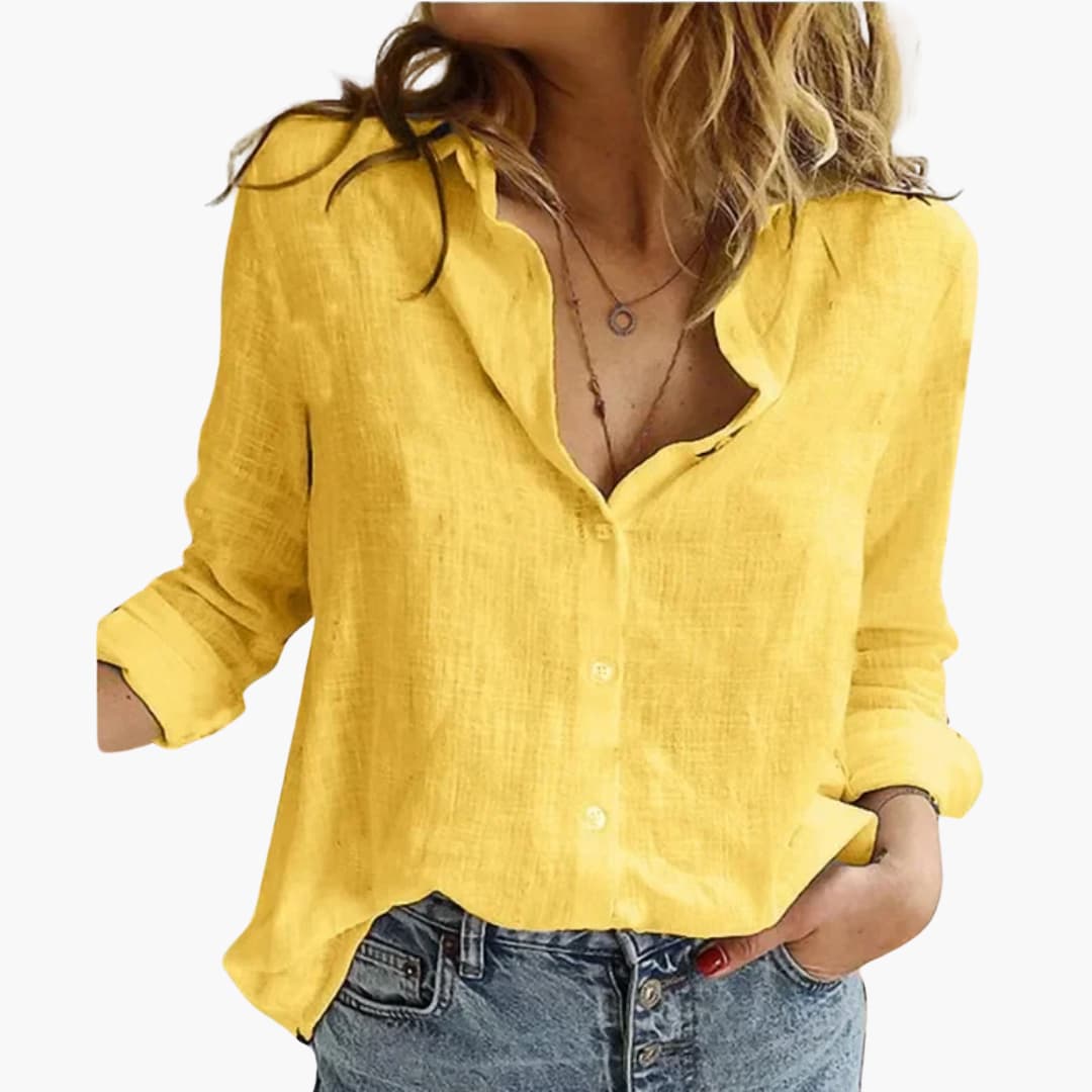 Lange Mouwen Knopdown Relaxed Linnen Shirt