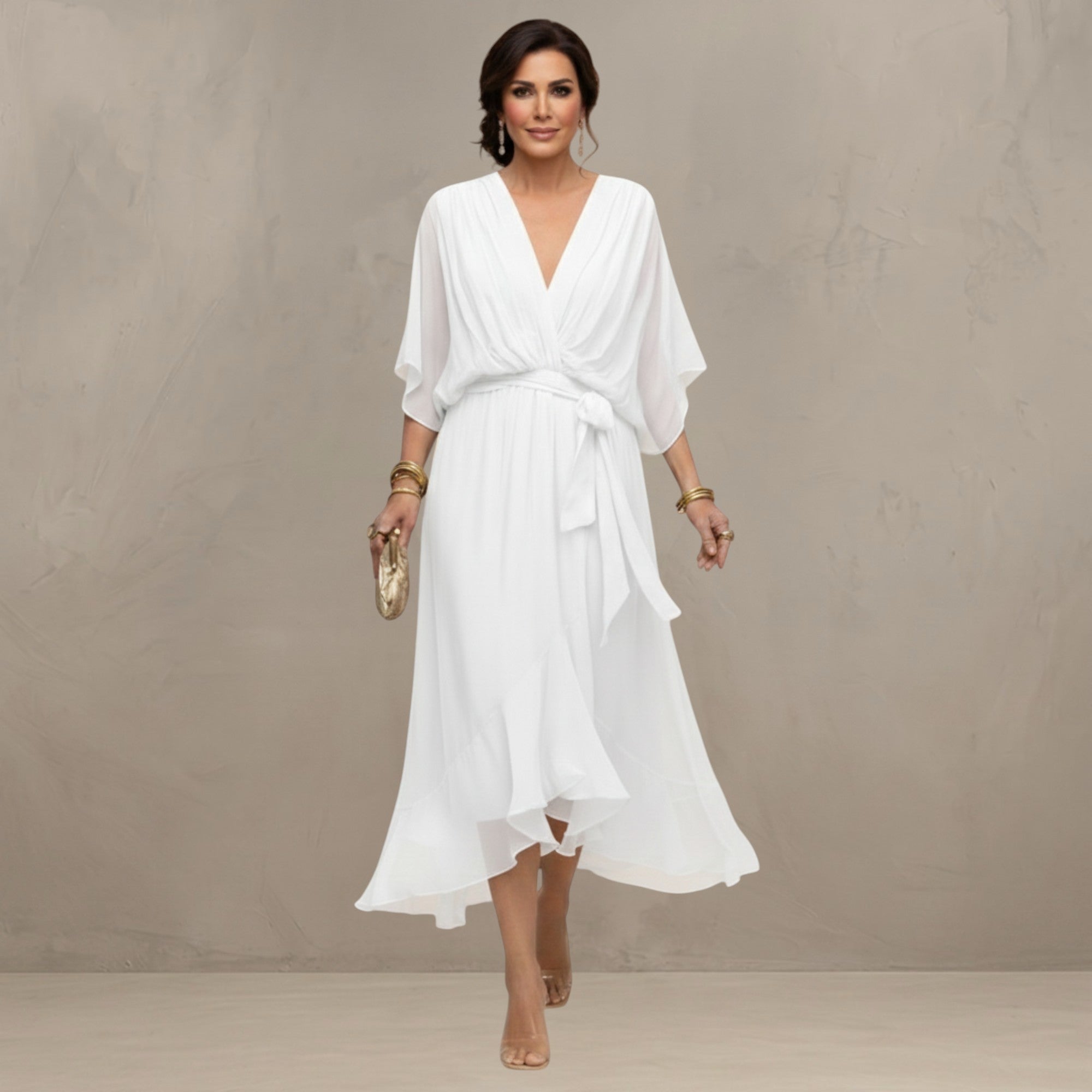 Geeske™ | Tailleaccentuerende Chiffon Midi Jurk
