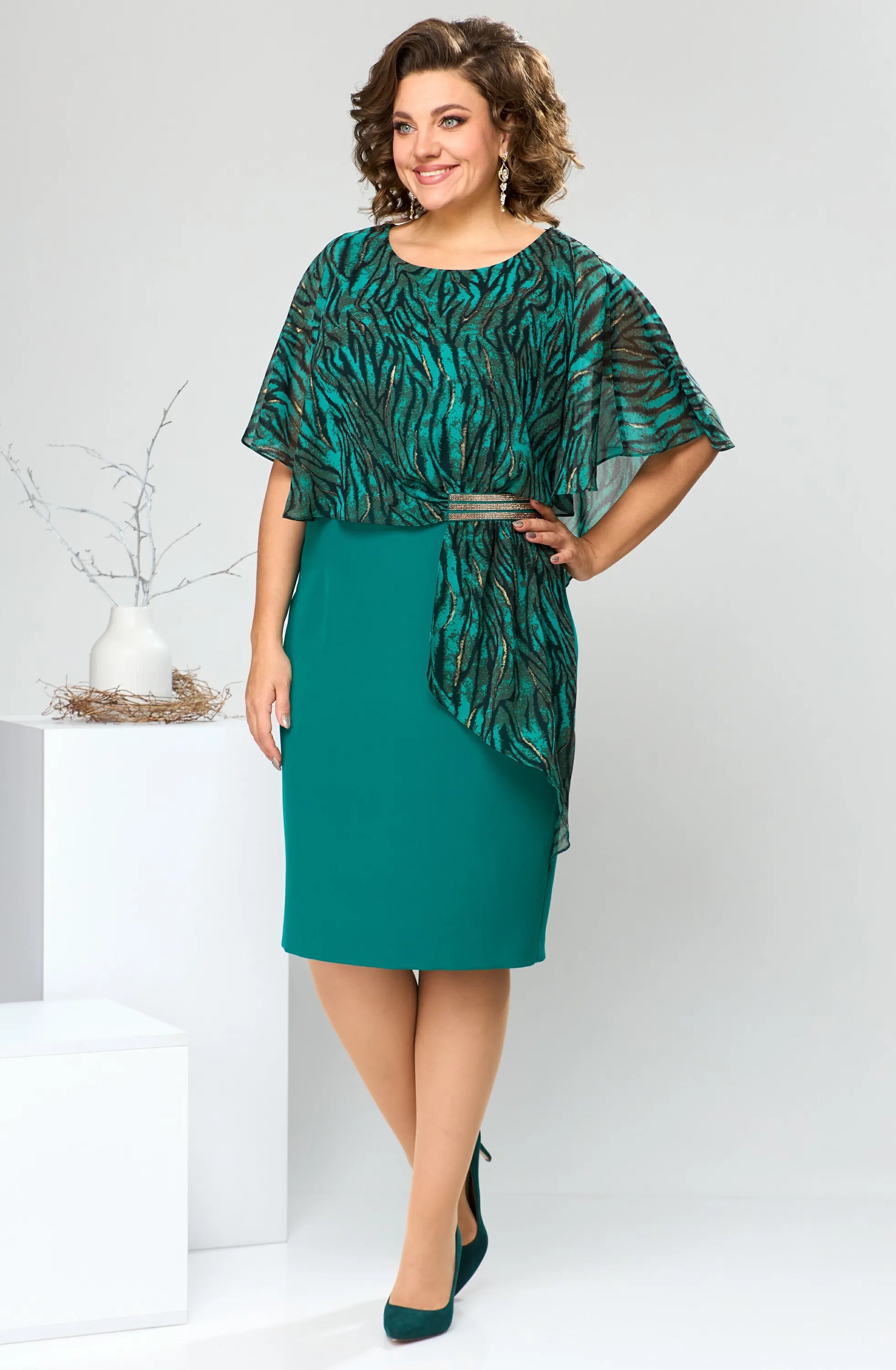 Elara™ | Premium chiffon overlay jurk – Elegante en tijdloze stijl