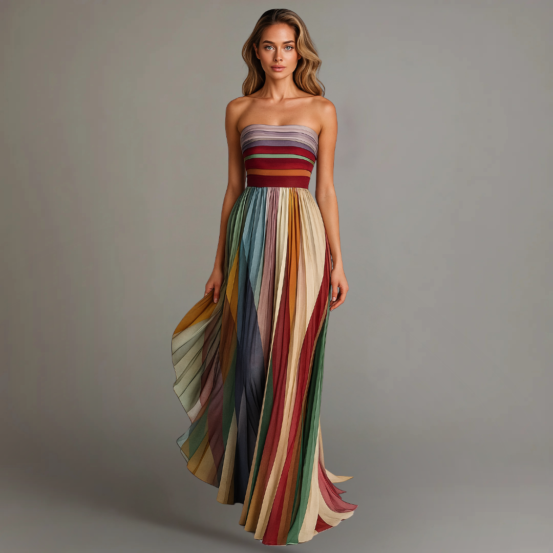 Feline™ | Kleurrijke Strapless Maxi Jurk