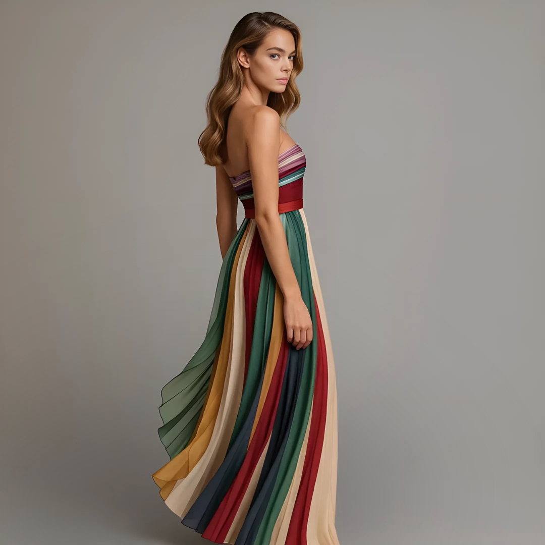 Feline™ | Kleurrijke Strapless Maxi Jurk