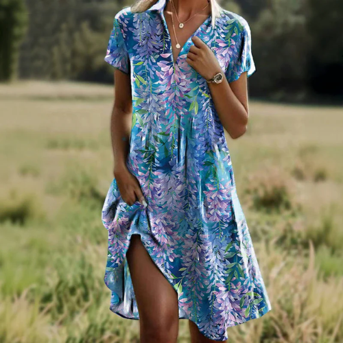 Marit™ | Premium bloemenjurk met V-hals – luchtig comfort en tijdloze stijl