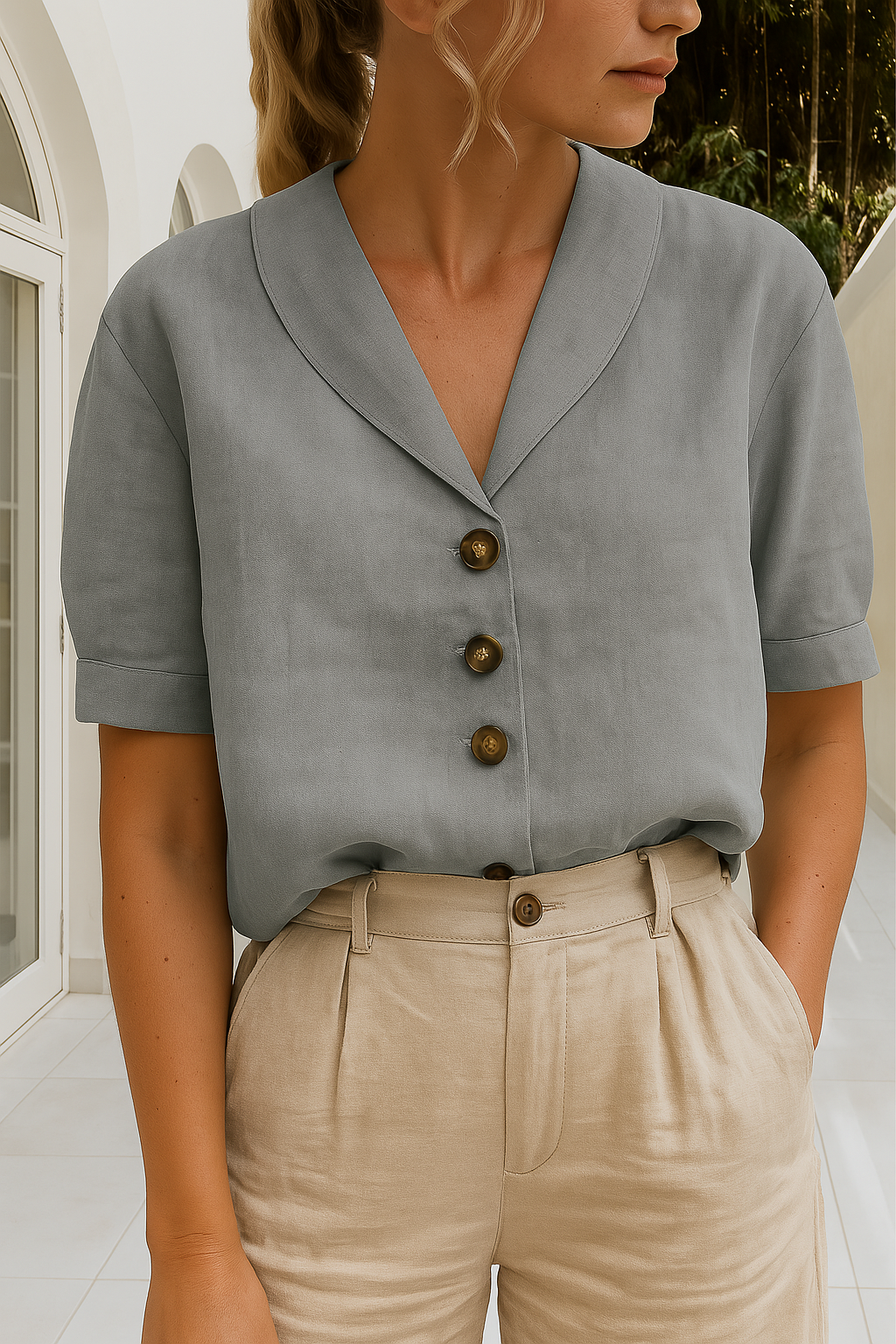 Celyra | Trendy blouse van katoen en linnen voor vrouwen