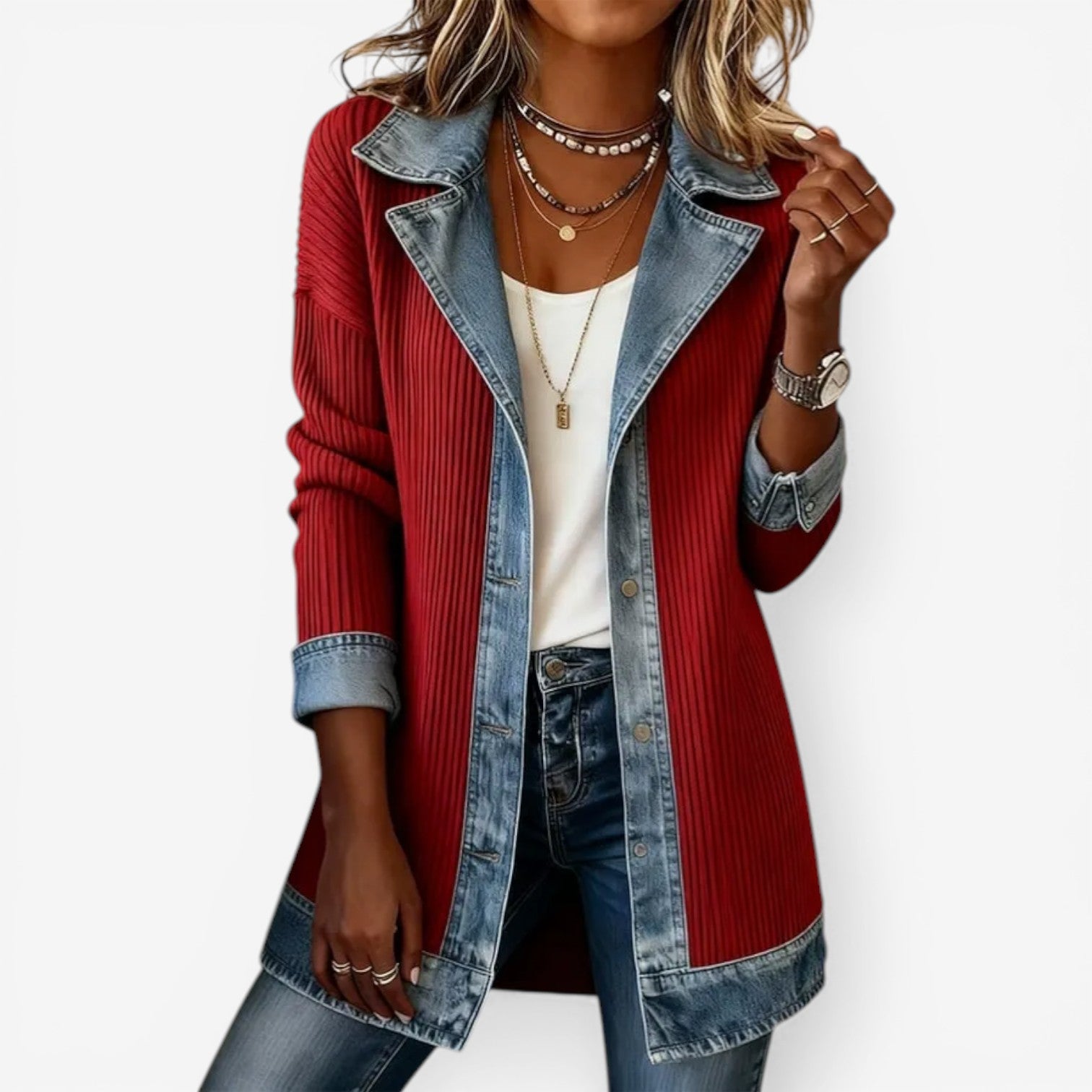 Meike™ | Vest met Denim Details – Casual Verfijning & Ontspannen Pasvorm