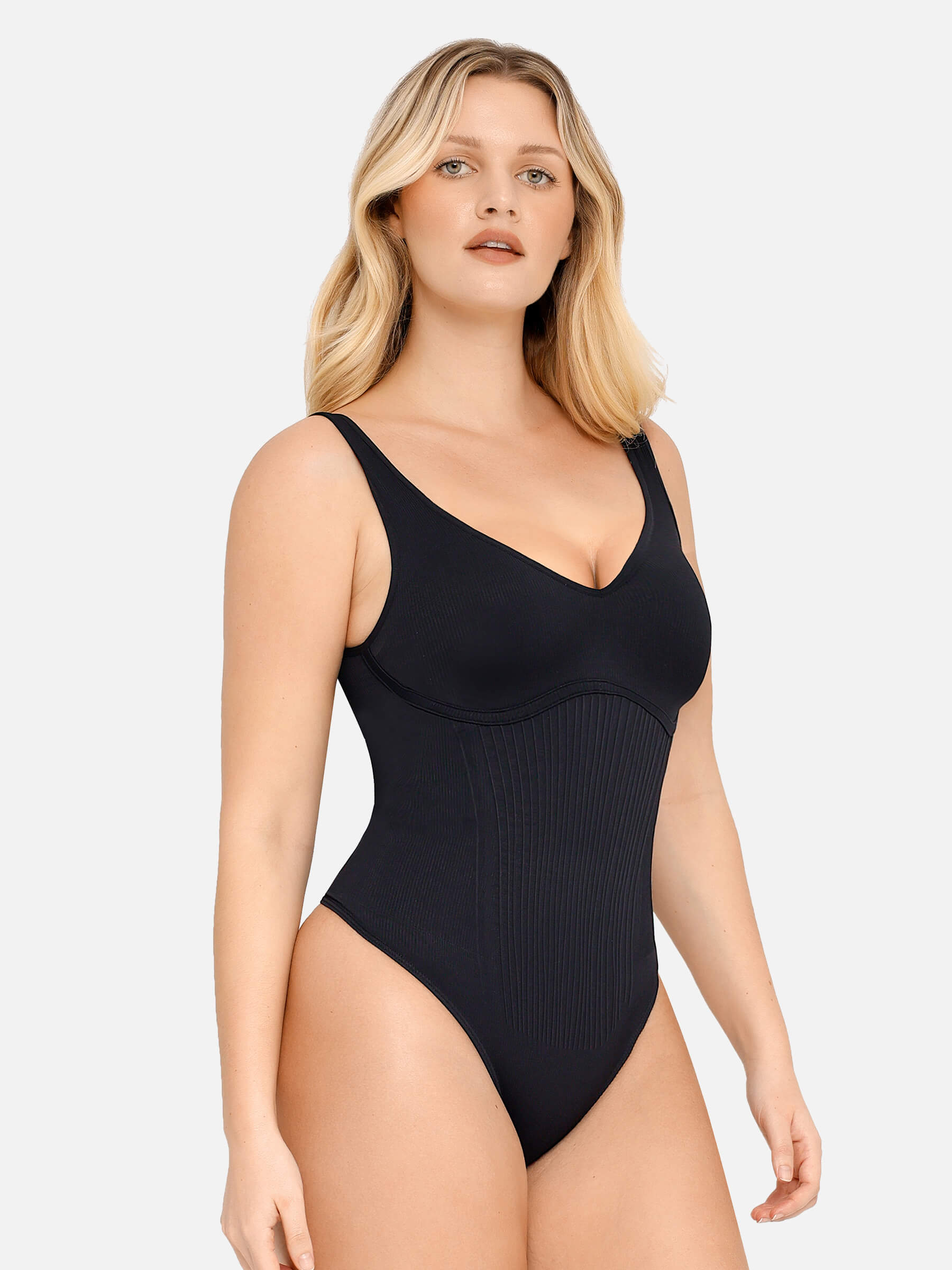 Bloom ™ | Ribbled V Neck Bodysuit String