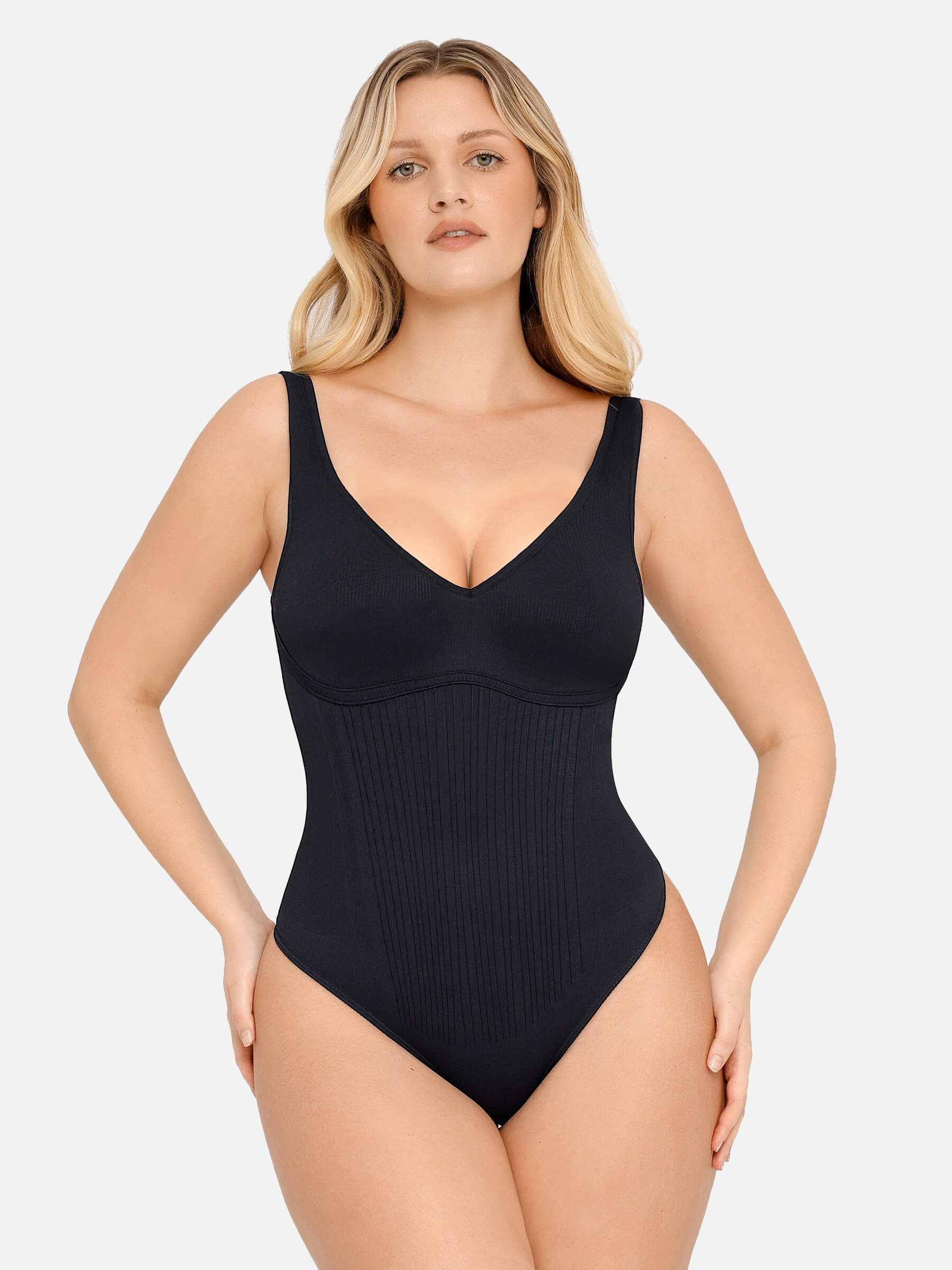 Bloom ™ | Ribbled V Neck Bodysuit String