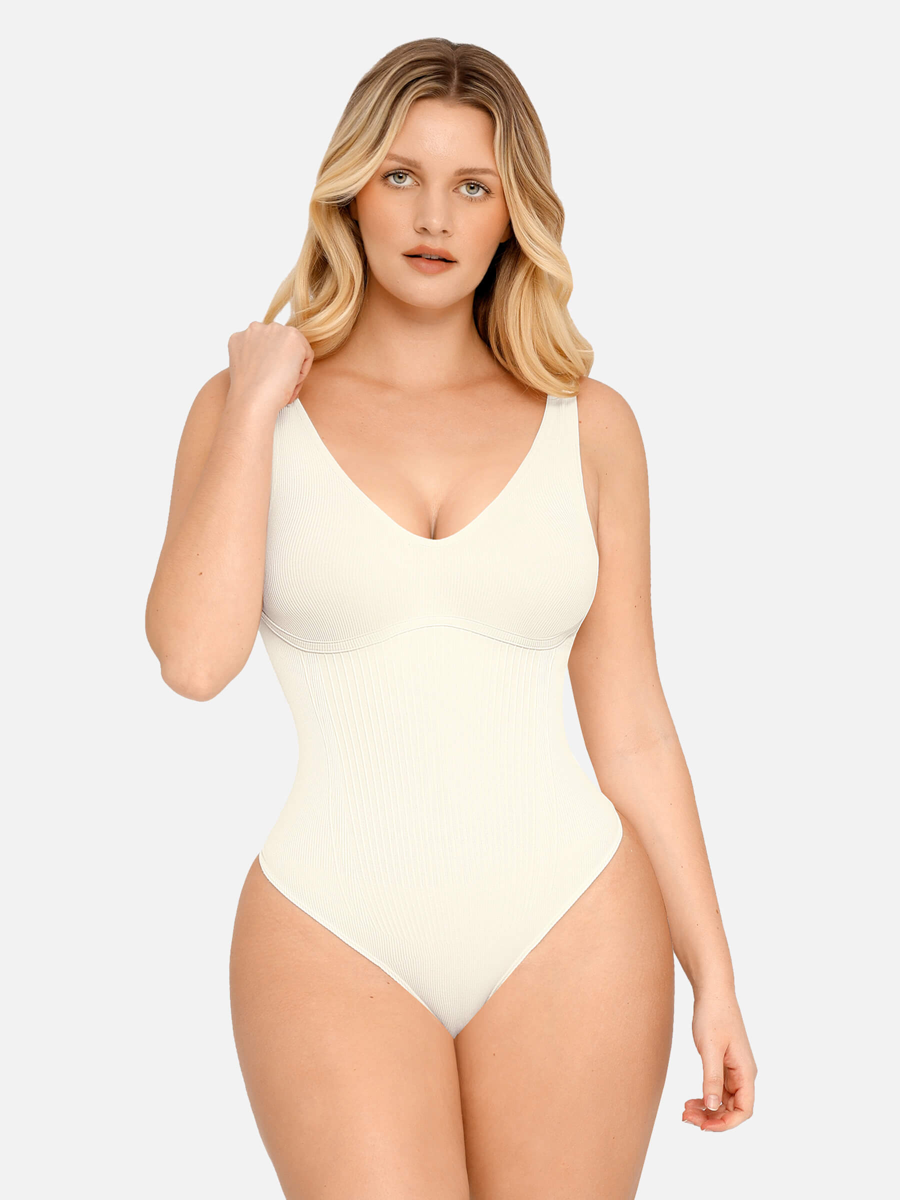 Bloom ™ | Ribbled V Neck Bodysuit String