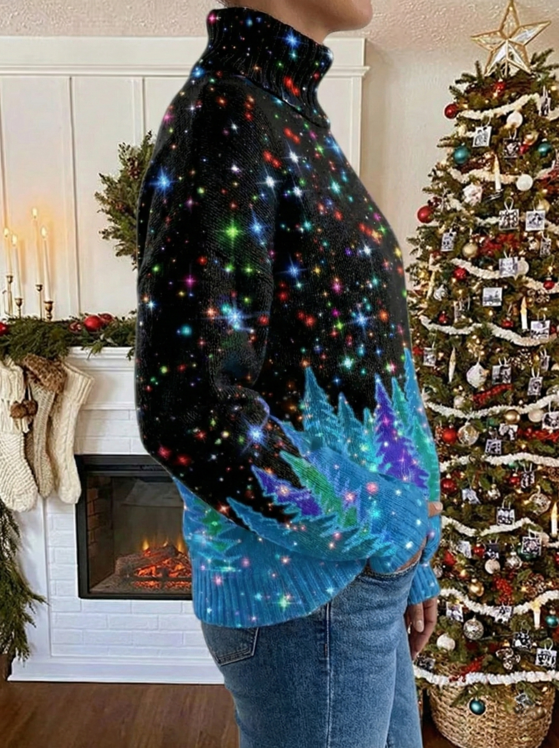 Saraya | Kersttrui met sterrenprint