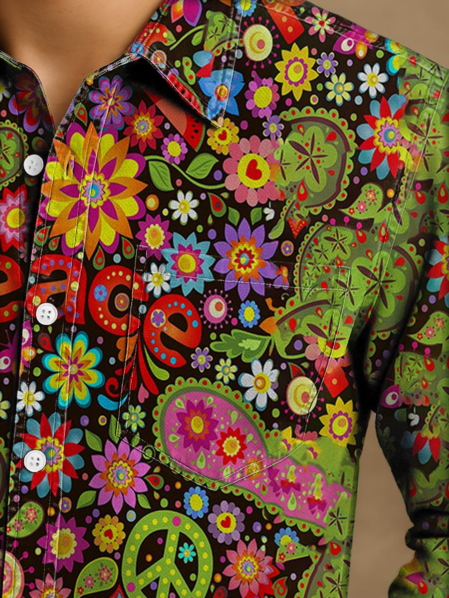 Bloom™ | Retro Hippie Overhemd – Kleurrijke Stijl & Vrije Uitstraling