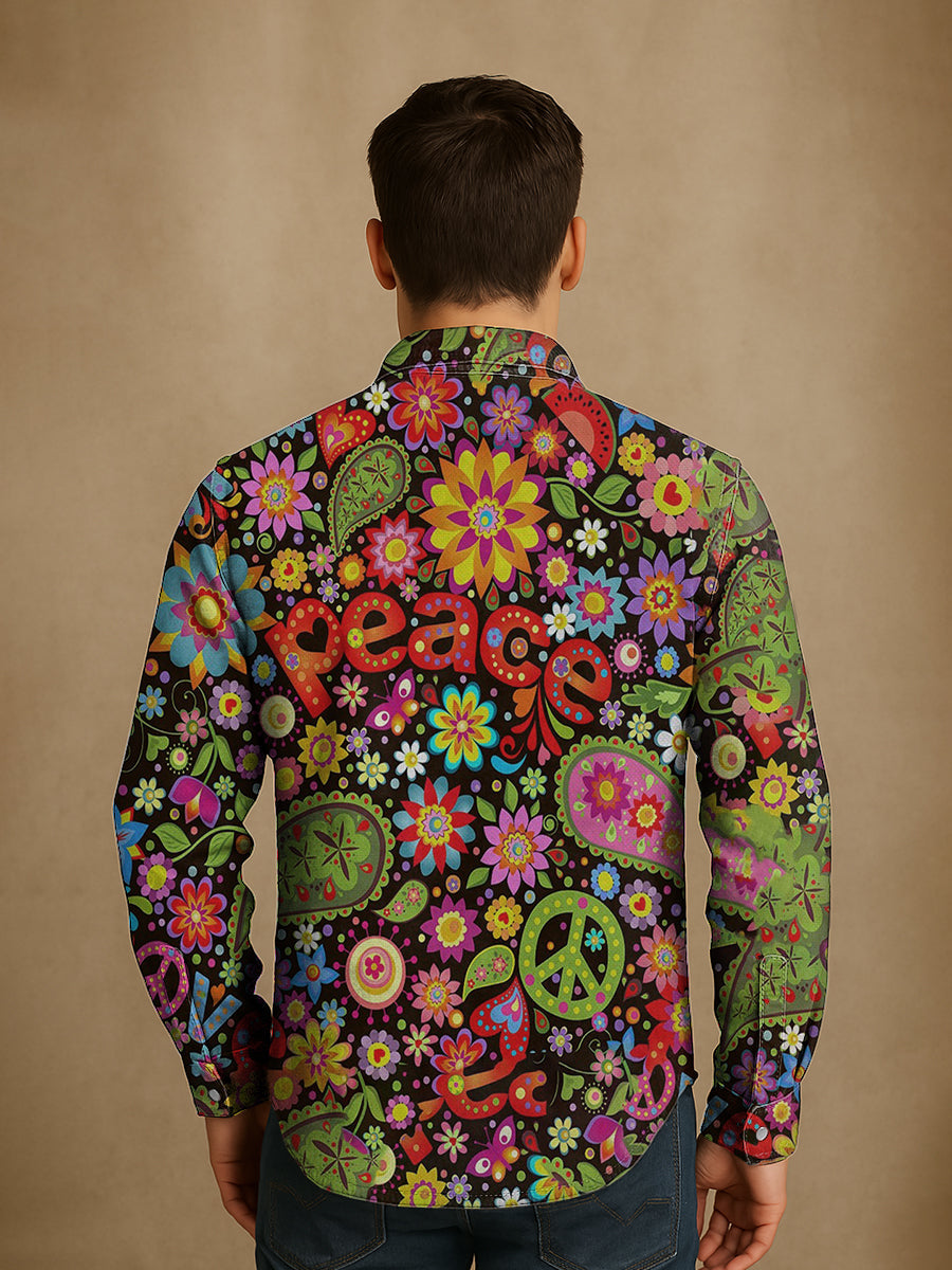 Bloom™ | Retro Hippie Overhemd – Kleurrijke Stijl & Vrije Uitstraling