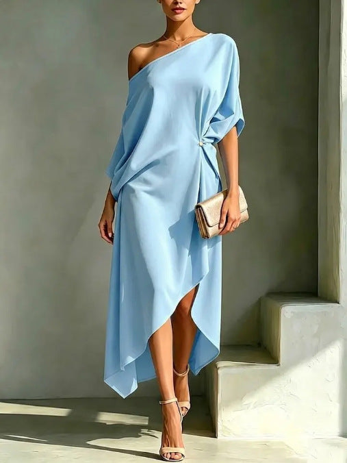 Nynke™ | Asymmetrische Jurk – Tijdloze Elegantie & Vloeiend Draagcomfort