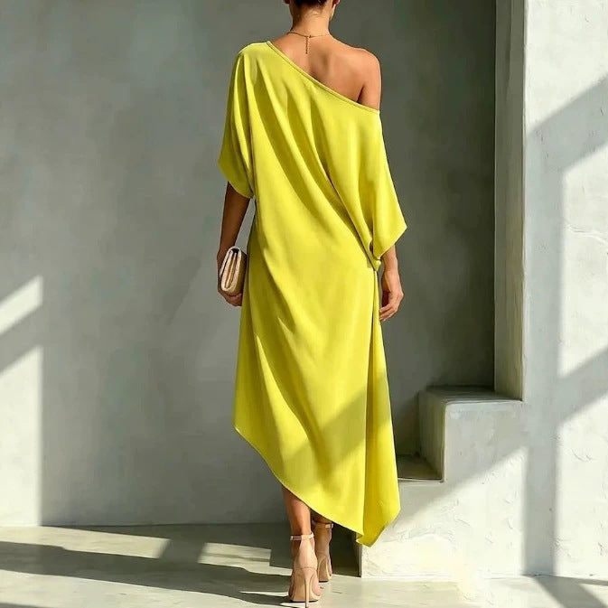 Nynke™ | Asymmetrische Jurk – Tijdloze Elegantie & Vloeiend Draagcomfort