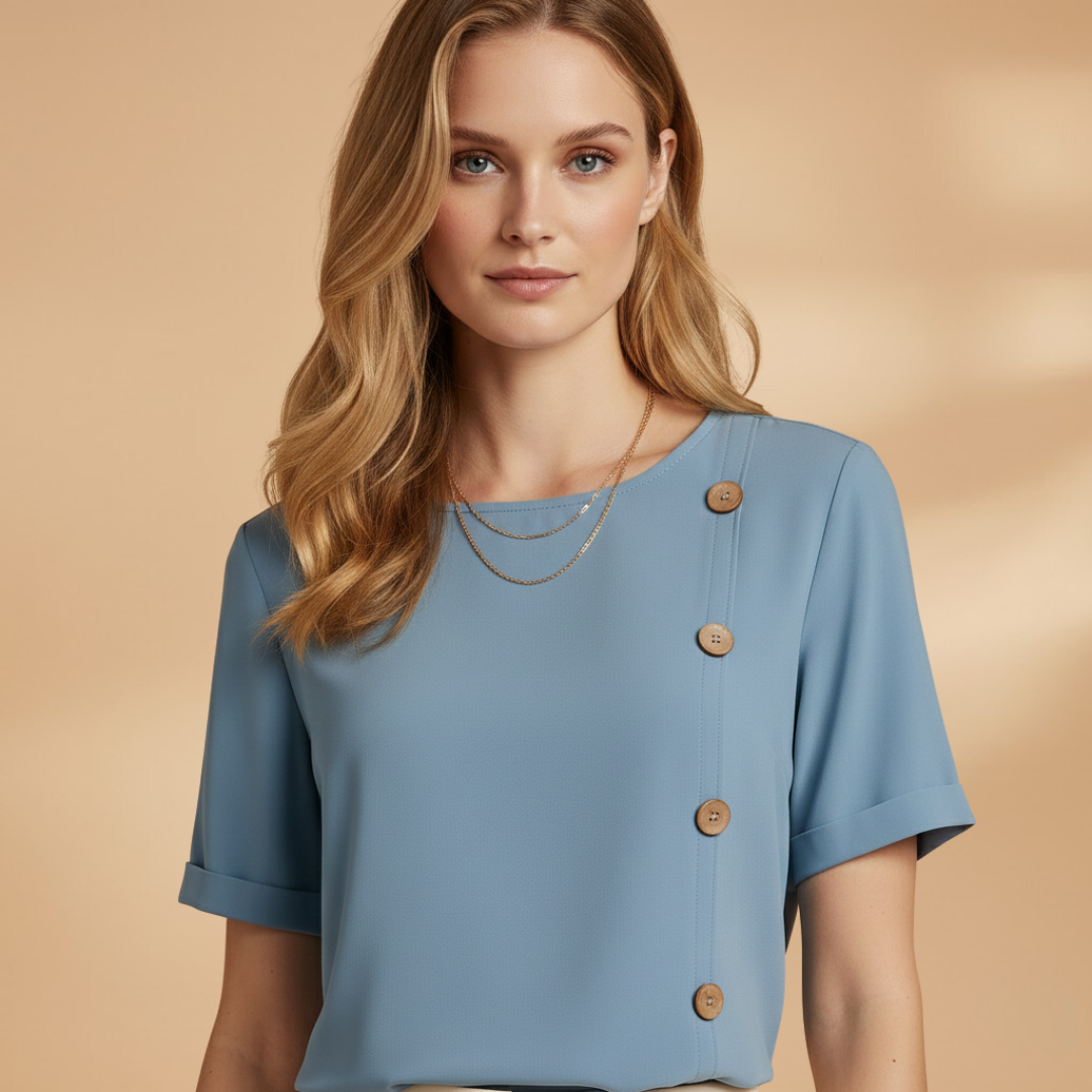 Knoopdetail Korte Mouw Casual Blouse