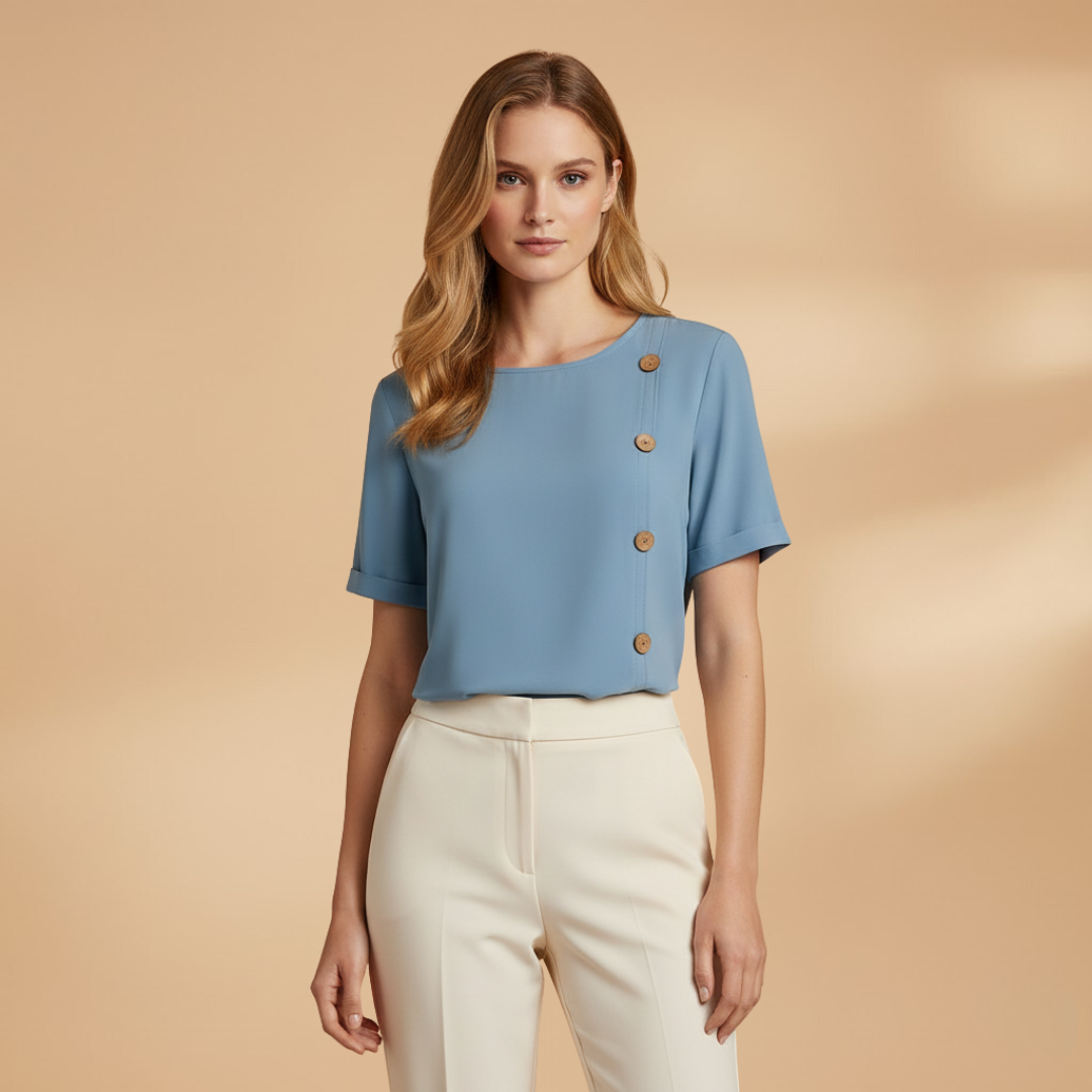 Knoopdetail Korte Mouw Casual Blouse
