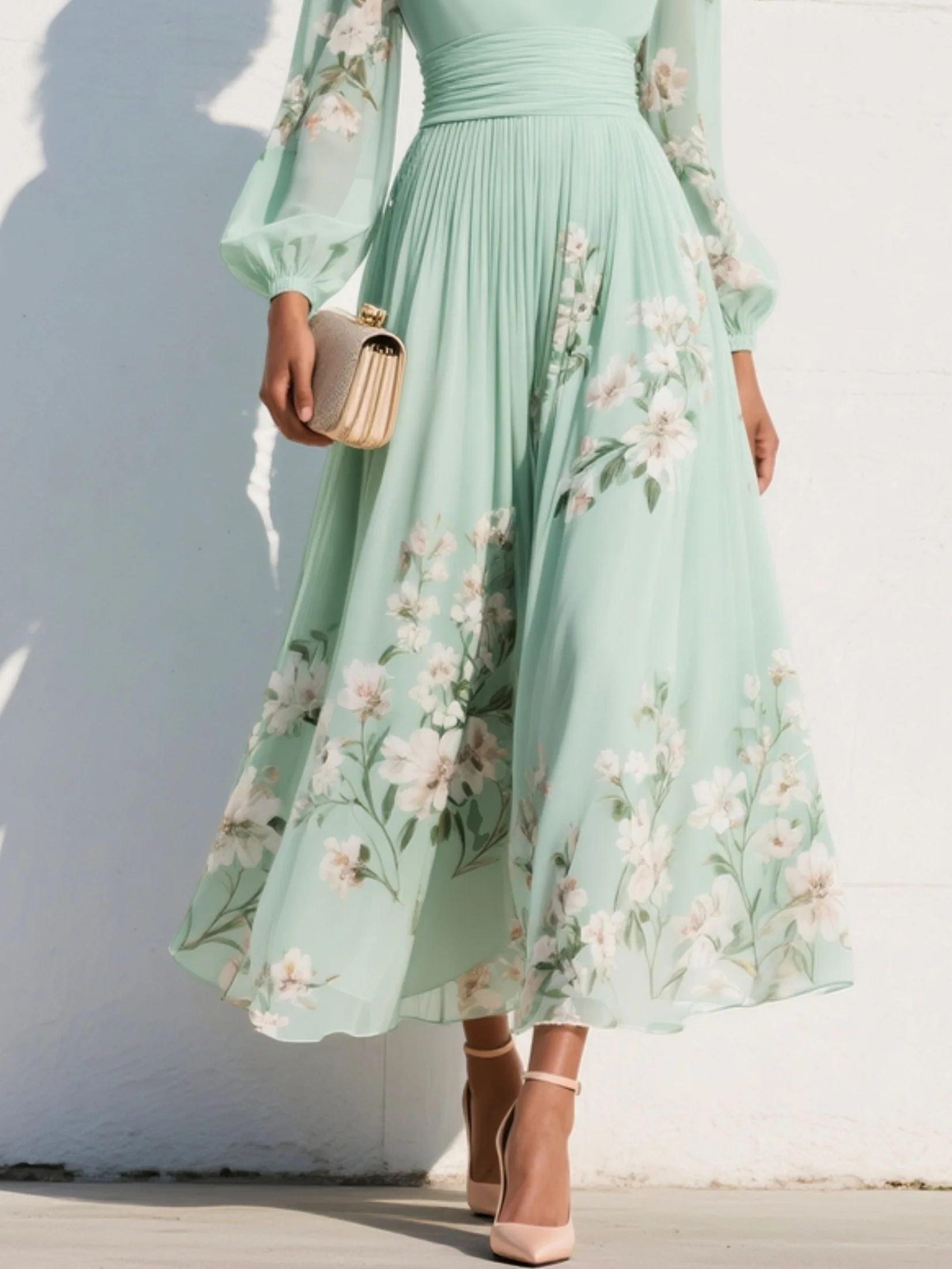 Mare™ | Chiffon Midi Jurk – Frisse Verfijning & Flatterende Pasvorm