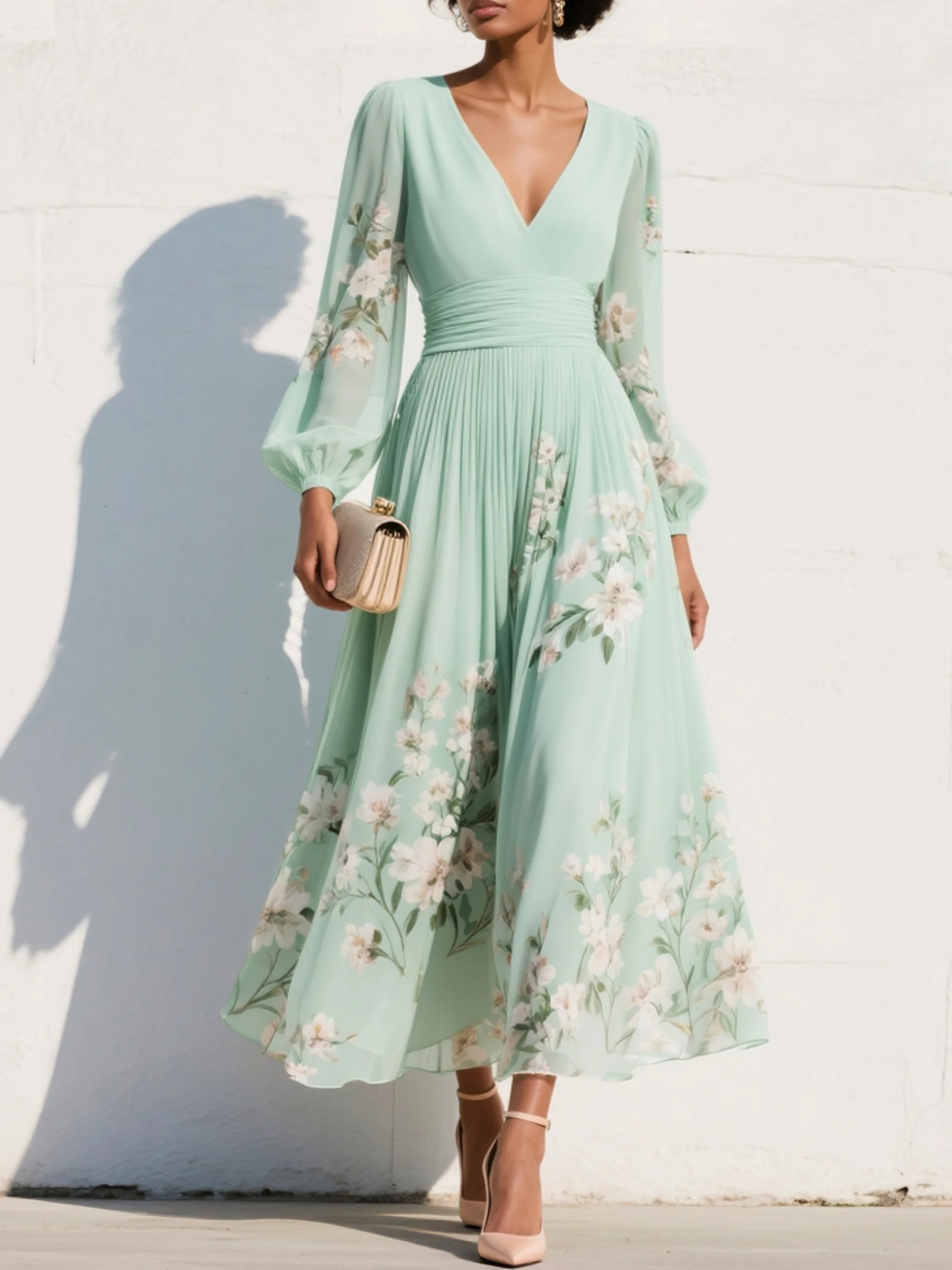 Mare™ | Chiffon Midi Jurk – Frisse Verfijning & Flatterende Pasvorm