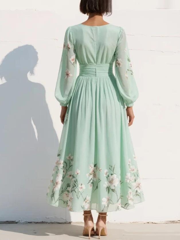 Mare™ | Chiffon Midi Jurk – Frisse Verfijning & Flatterende Pasvorm