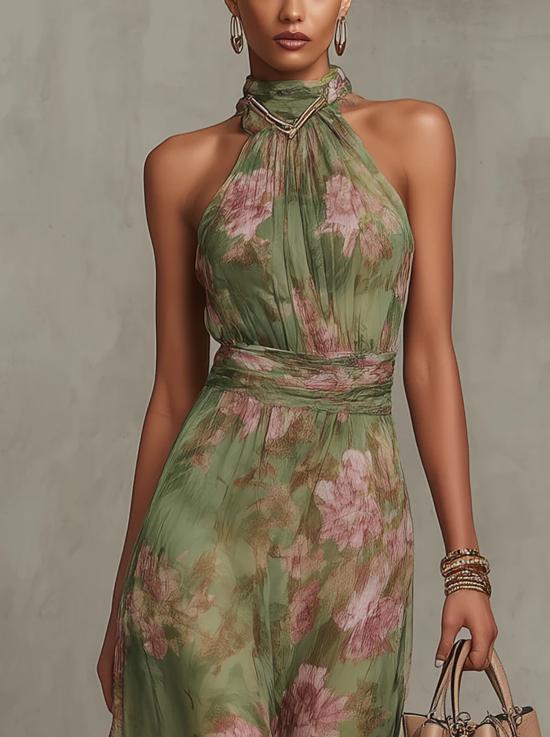 Veerle™ | Chiffon Halterjurk – Romantische Elegantie & Vloeiend Draagcomfort