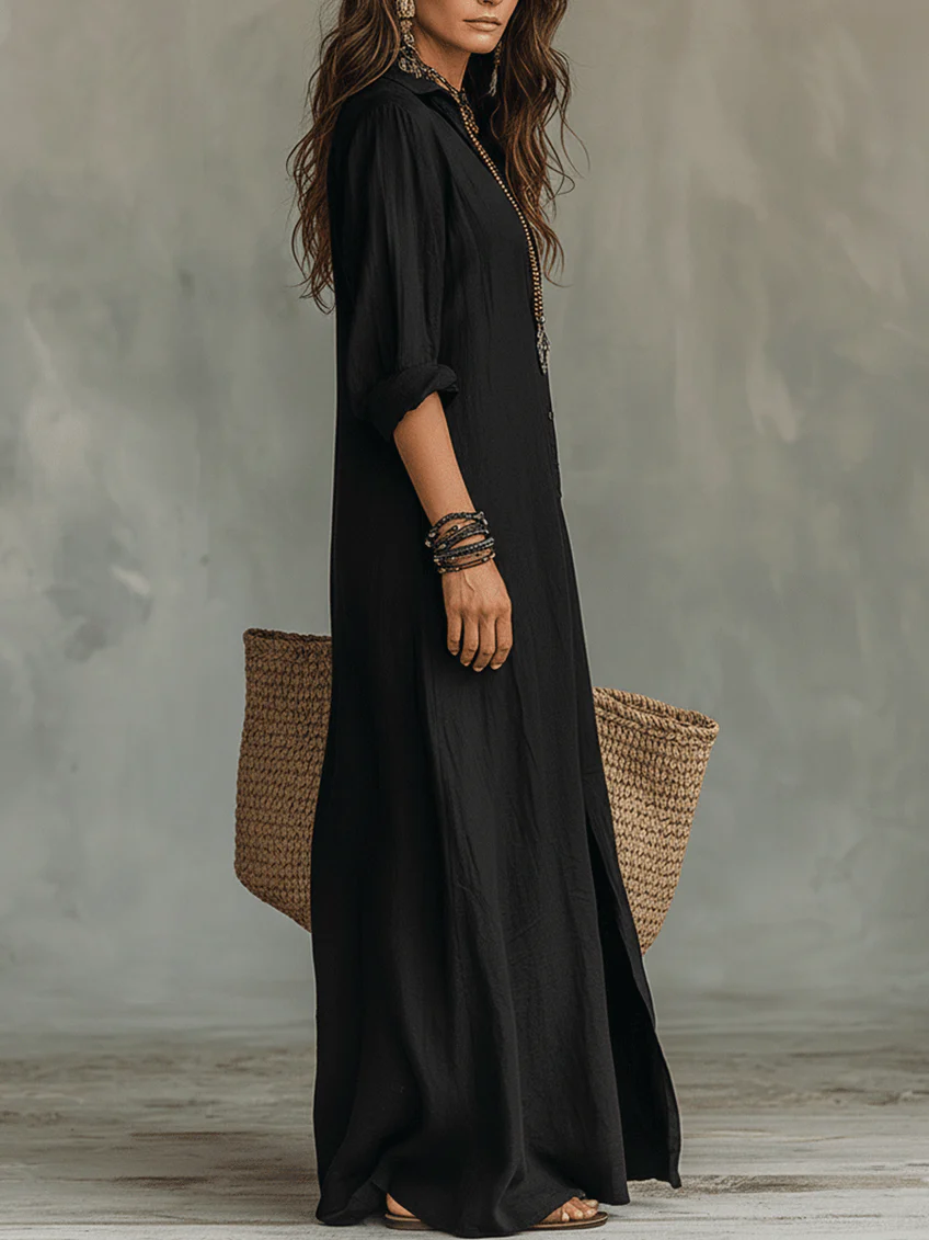 Yfke™ | Maxi Jurk met Knopen – Vloeiende Elegantie & Luchtig Comfort