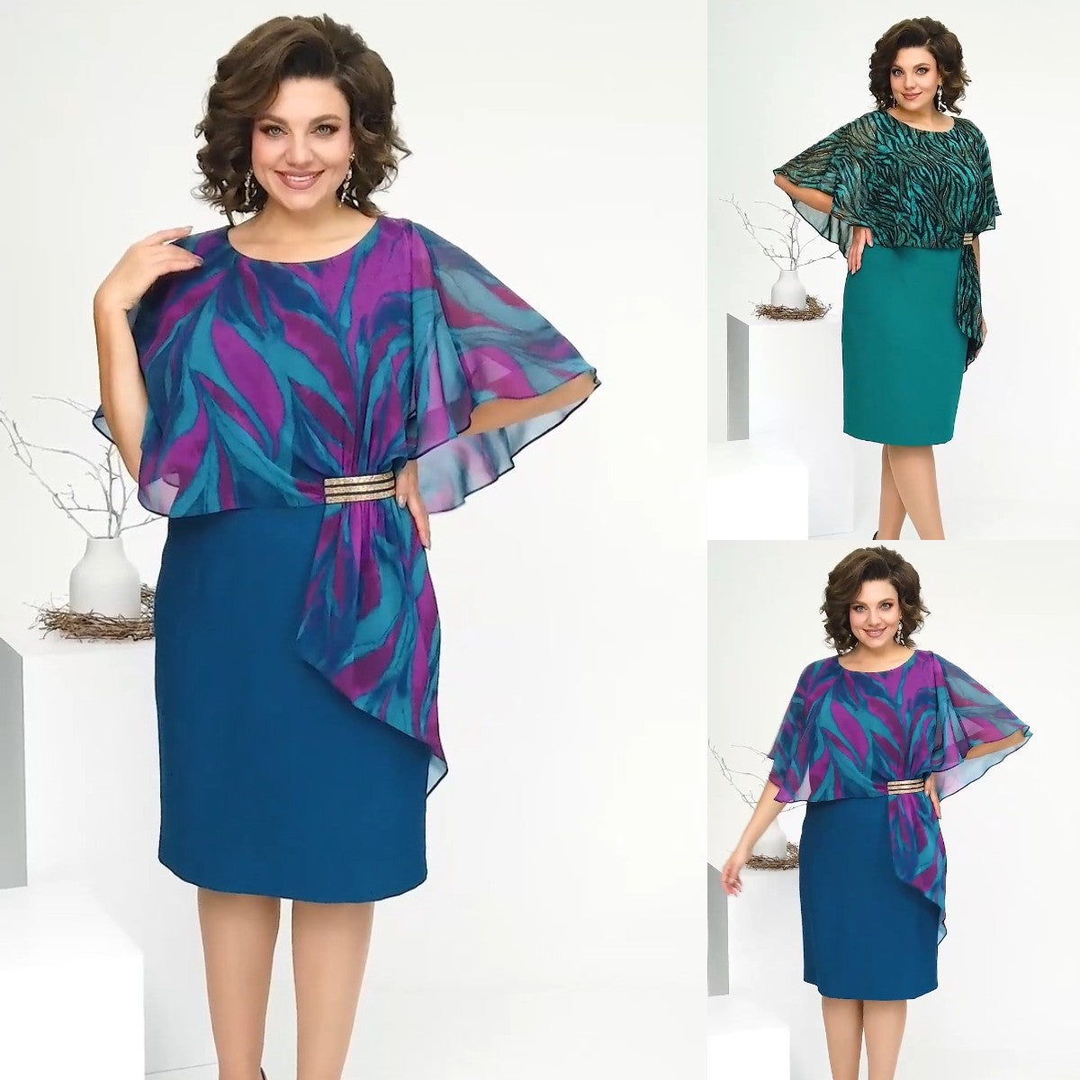 Elara™ | Premium chiffon overlay jurk – Elegante en tijdloze stijl