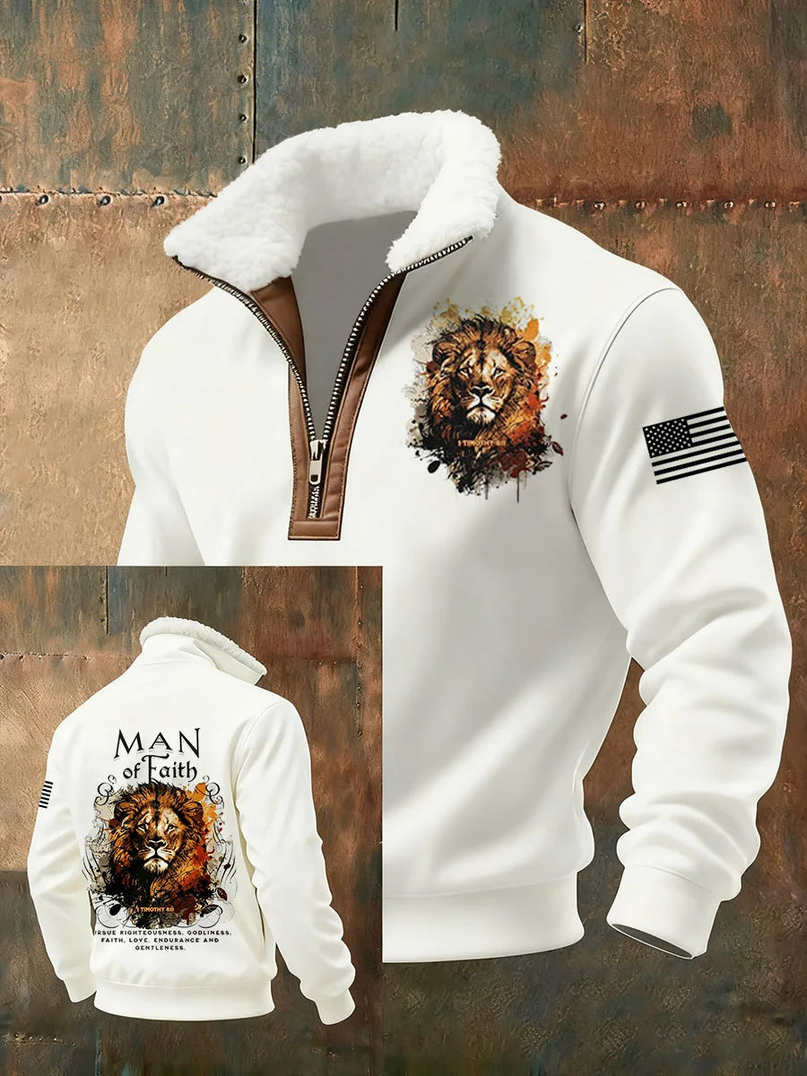 Man of Faith™ | Premium hoodie met ritssluiting en sherpa-voering – Warmte en kracht