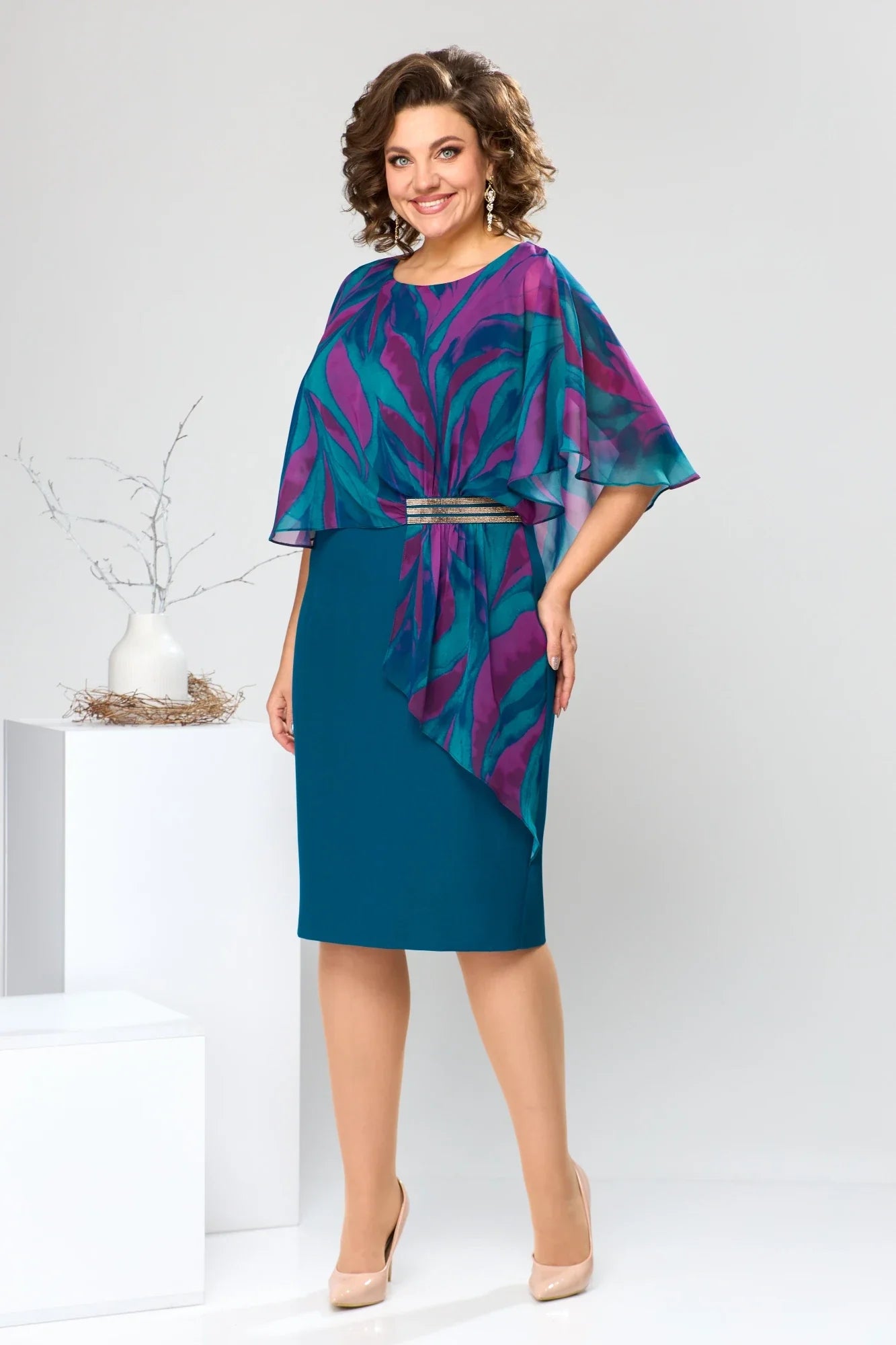 Elara™ | Premium chiffon overlay jurk – Elegante en tijdloze stijl