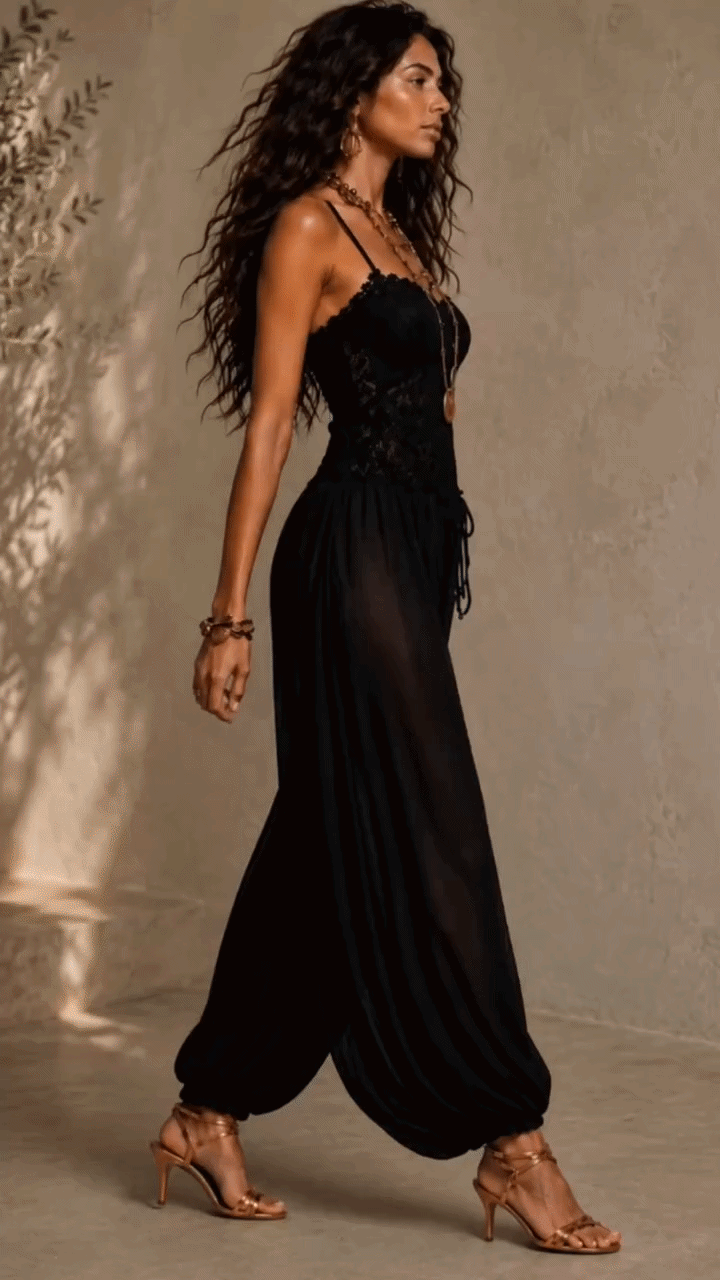 Anneke™ | Tailleaccentuerende Kanten Jumpsuit