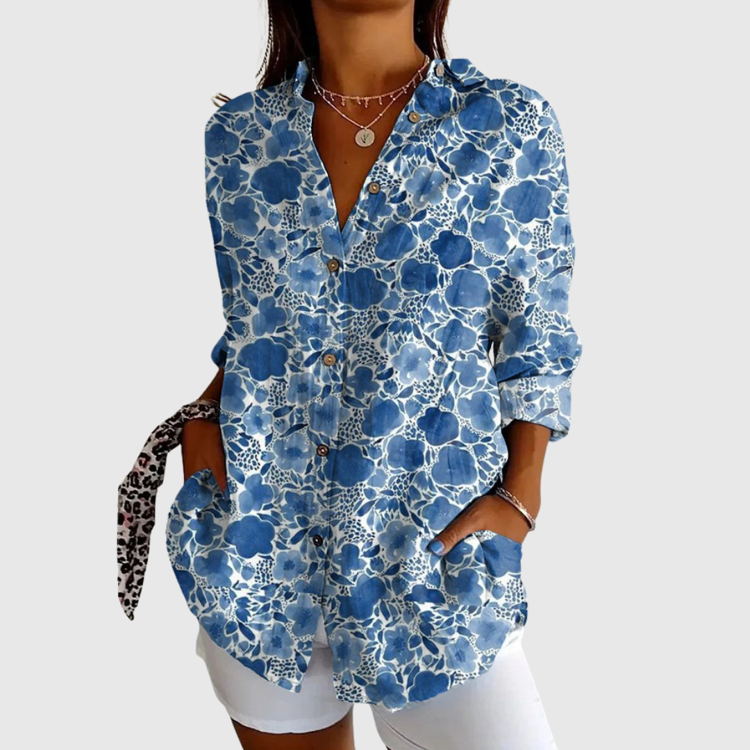 Katarine | Elegante Bloes met Bloemenprint