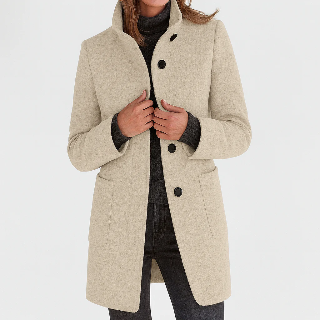 Victoria | Comfortabele Damesjas met Hoge Kraag