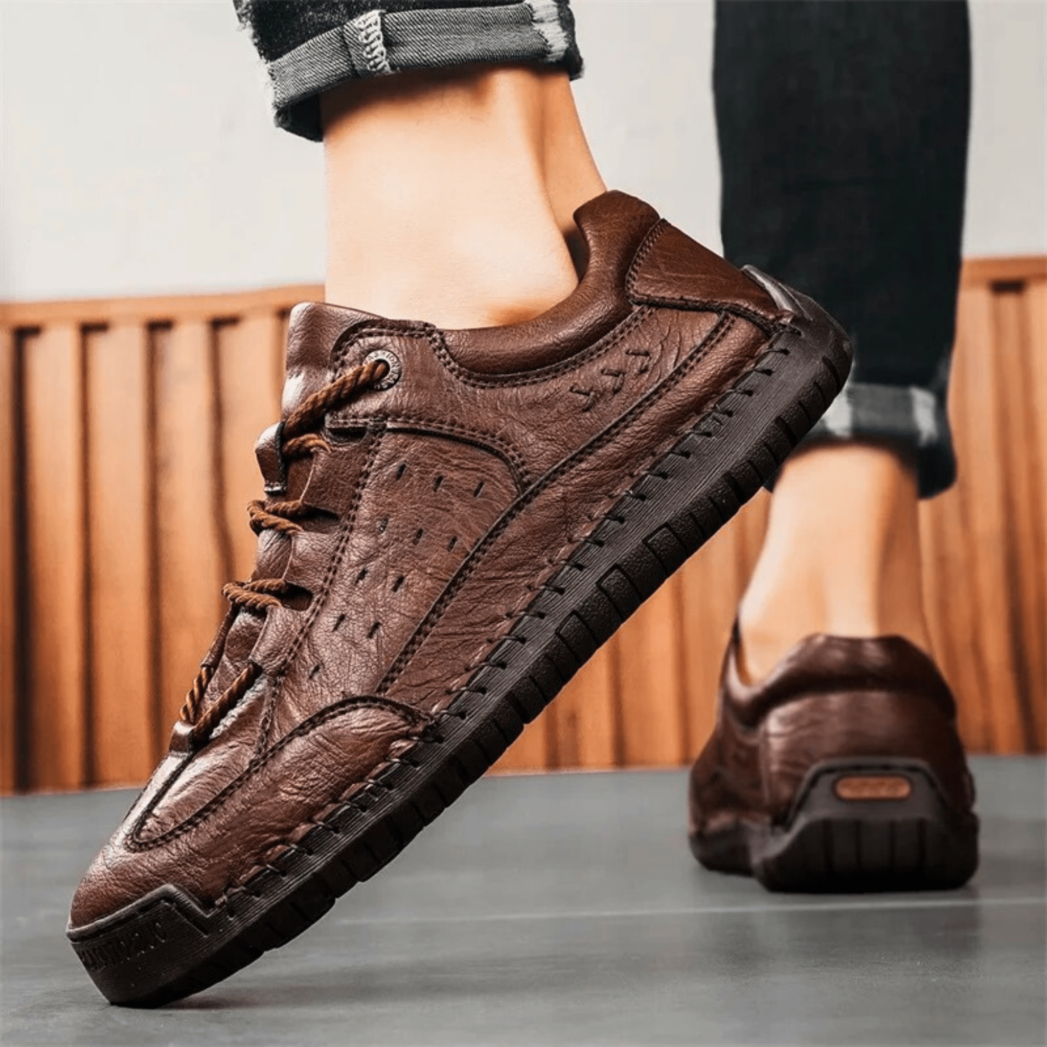 Handgestikte Leren Sneakers