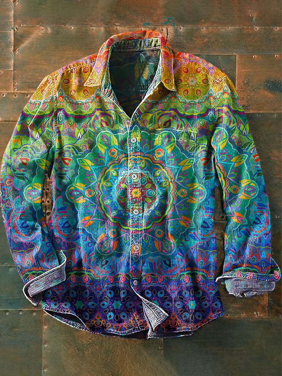 Bloom™ | Mandala Patroon Overhemd – Levendige Kleuren & Harmonieuze Stijl