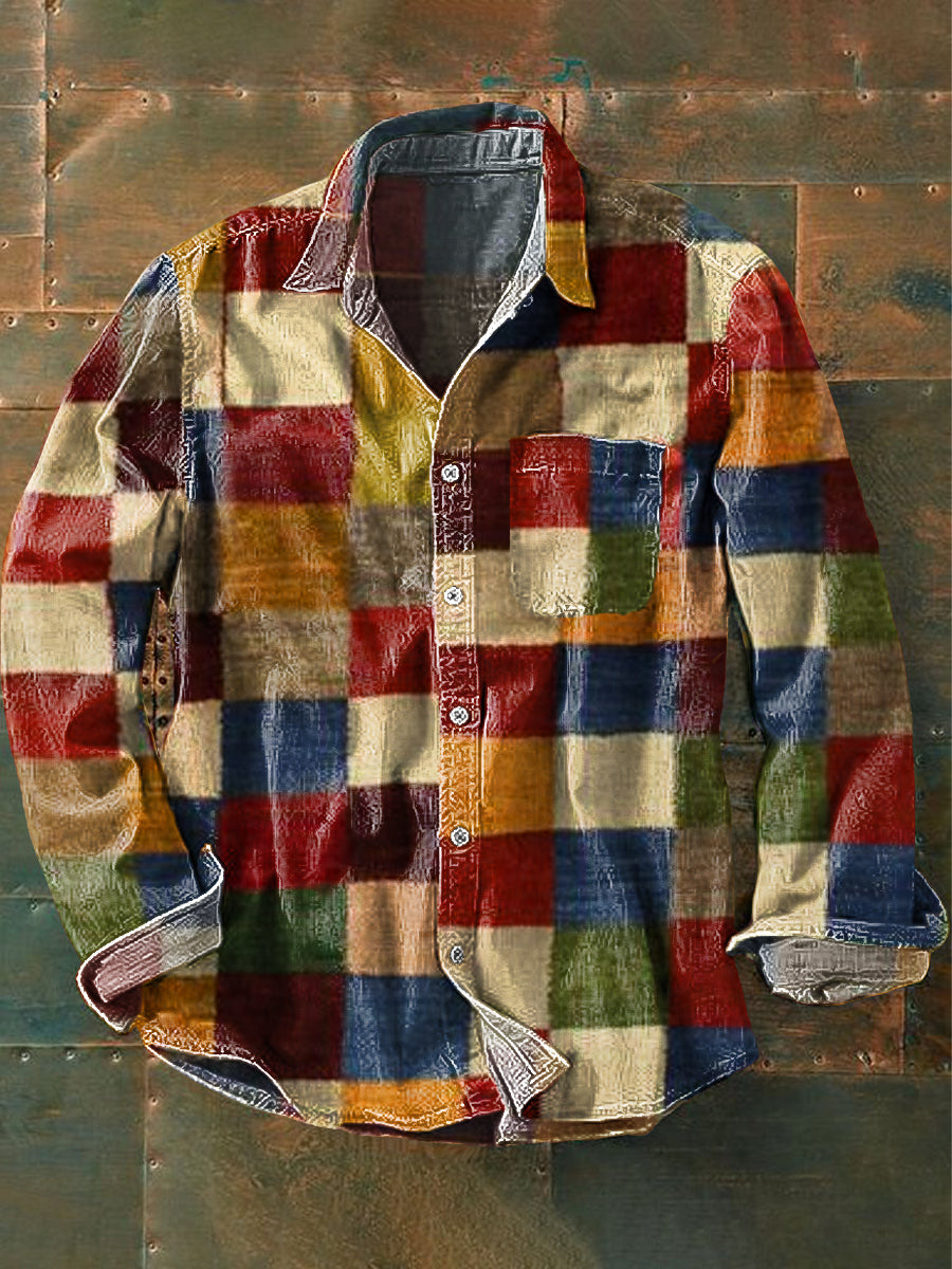 Sietse™ | Patchwork Overhemd – Warme Kleuren & Karaktervolle Stijl