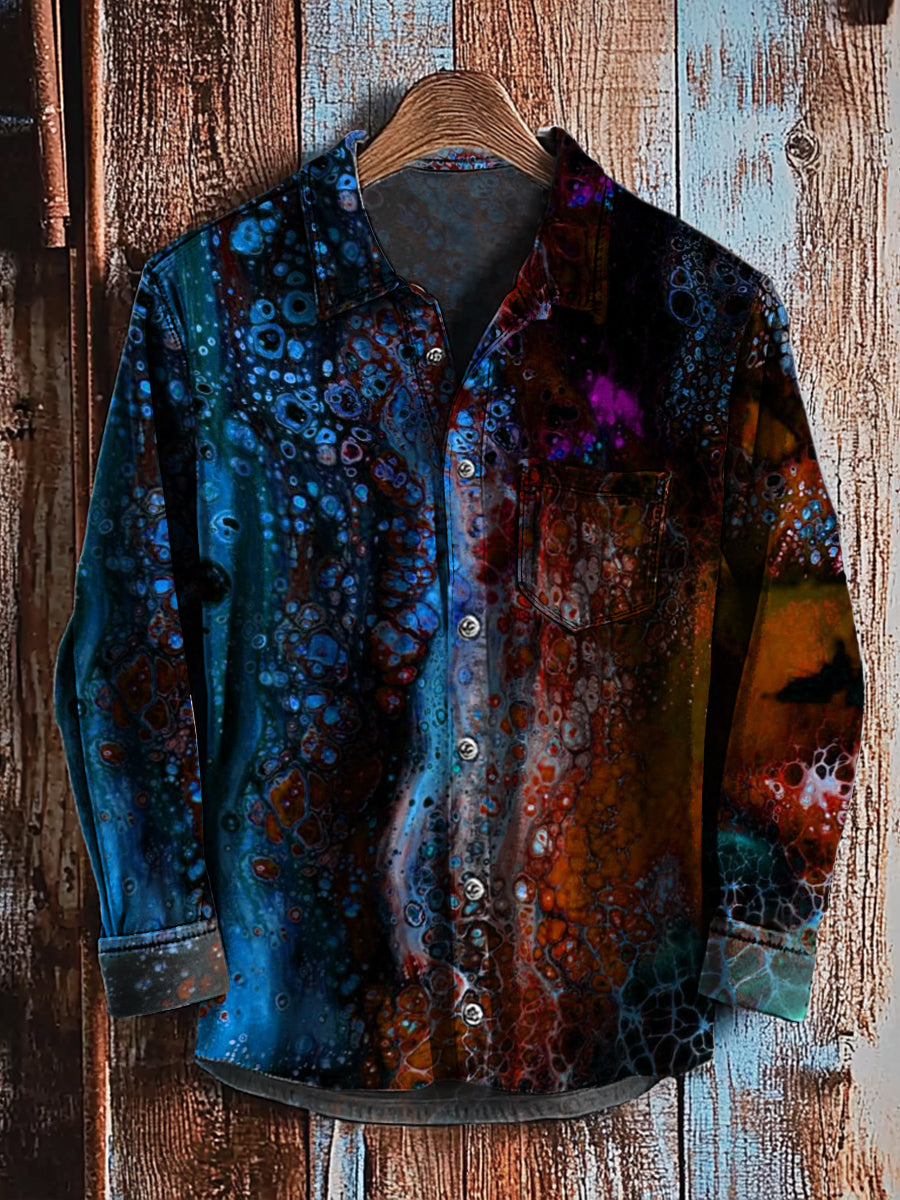 Bloom™ | Diep Abstract Overhemd – Vloeiende Kleuren & Expressieve Stijl