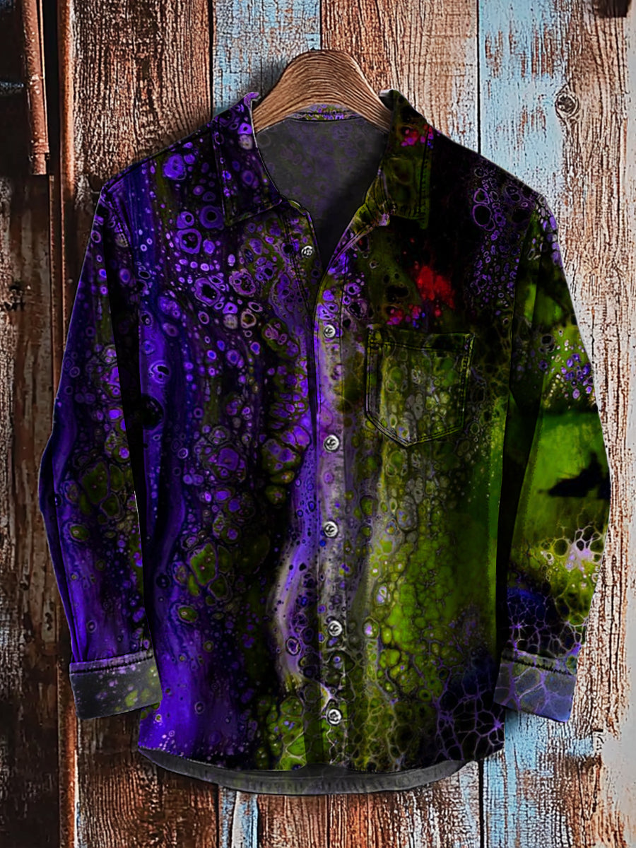 Bloom™ | Diep Abstract Overhemd – Vloeiende Kleuren & Expressieve Stijl