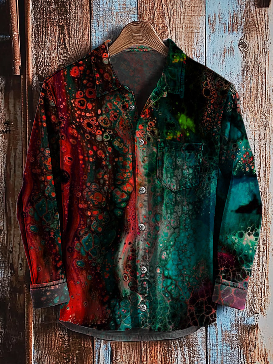 Bloom™ | Diep Abstract Overhemd – Vloeiende Kleuren & Expressieve Stijl