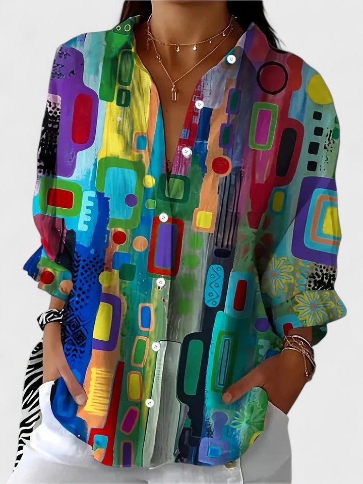 Bloom™ | Elegante Geometrische Patroon Blouse