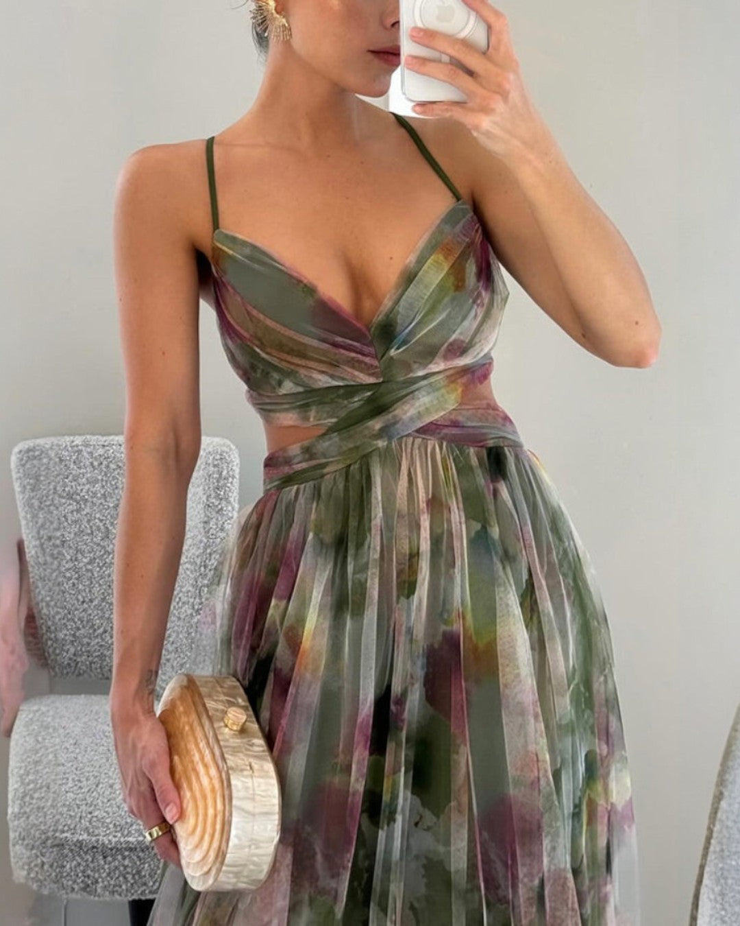 Giselle™ | Luxe maxi-jurk van bloemenchiffon – Sierlijke bewegingen en tijdloze stijl