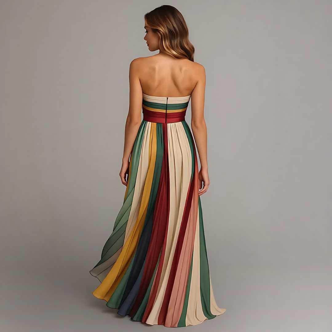 Feline™ | Kleurrijke Strapless Maxi Jurk