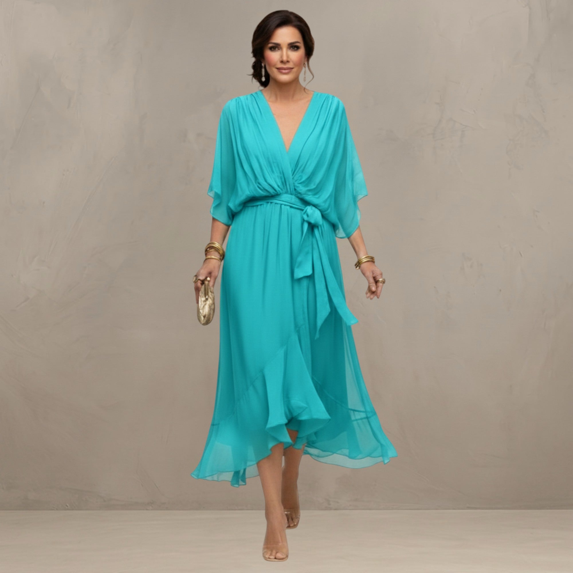 Geeske™ | Tailleaccentuerende Chiffon Midi Jurk