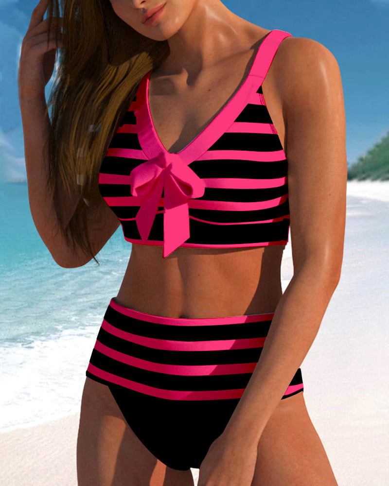 Ivyleen® | Gestreepte bikini met hoge taille