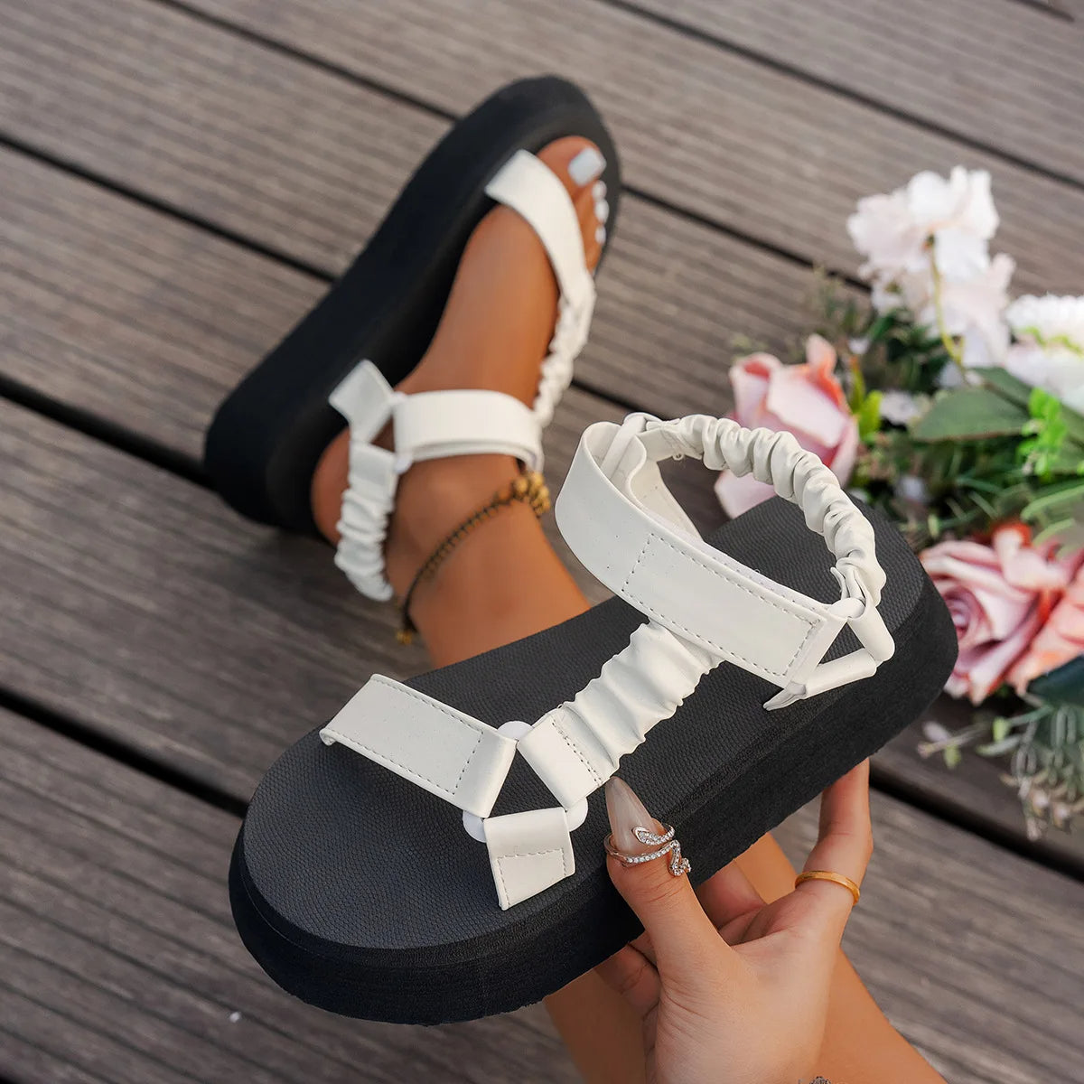 Aura | Iriserende Platform Sandalen™
