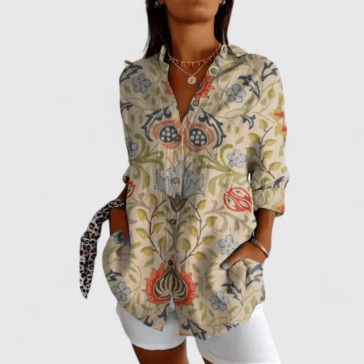 Katarine | Elegante Bloes met Bloemen